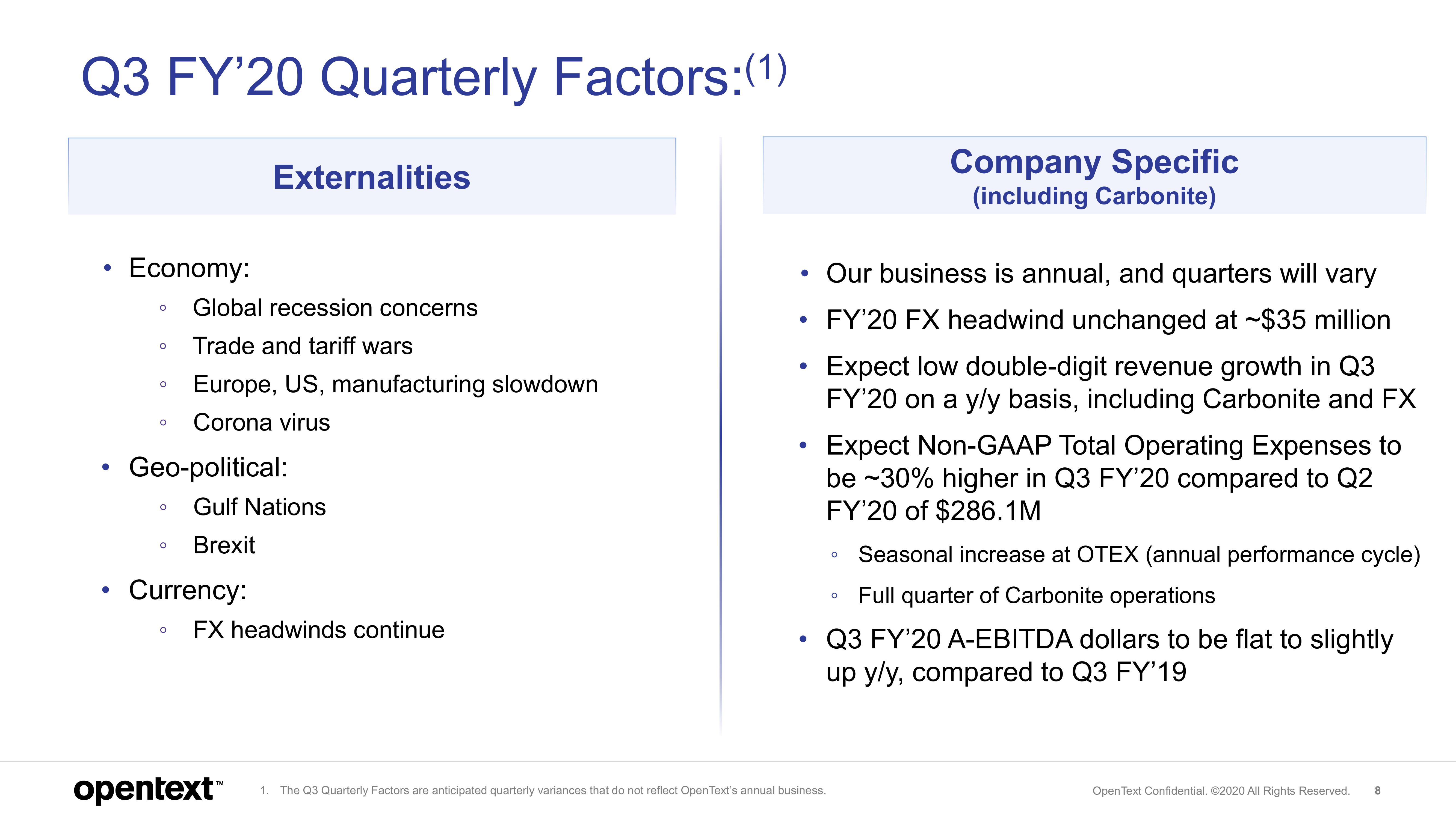 OpenText Results Presentation Deck slide image