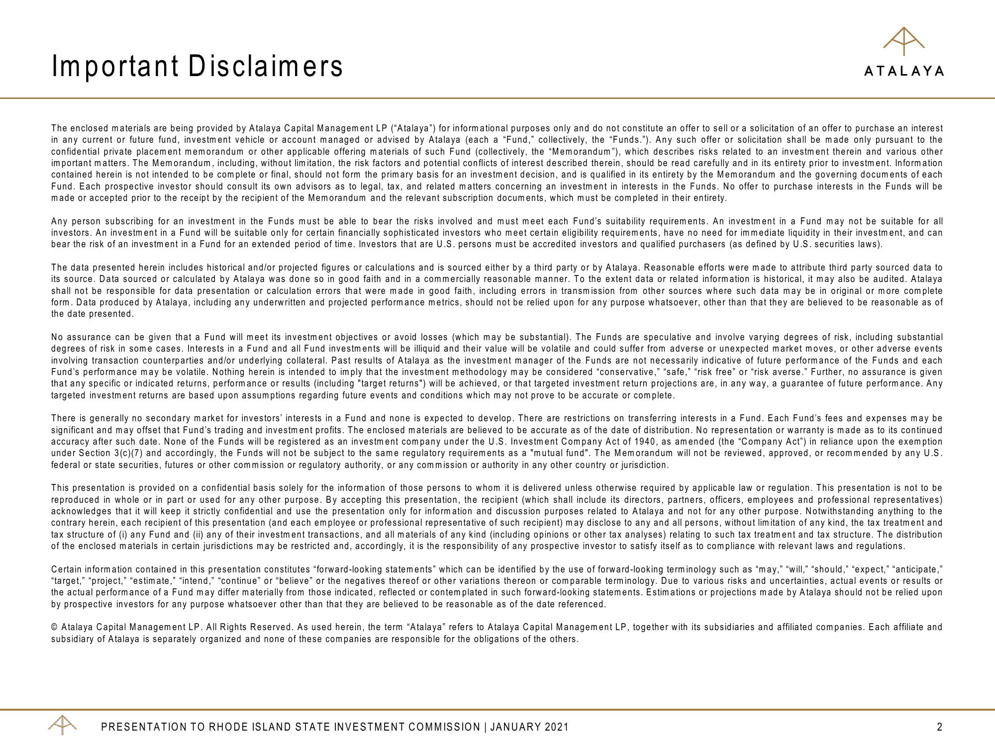 Atalaya Risk Management Overview slide image #2