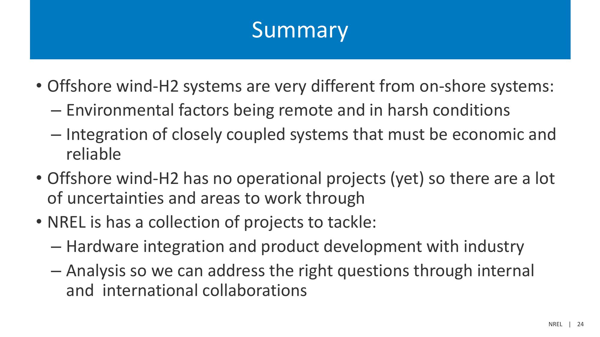 U.S. Wind to Hydrogen Modeling, Analysis, Testing, and Collaboration slide image #24