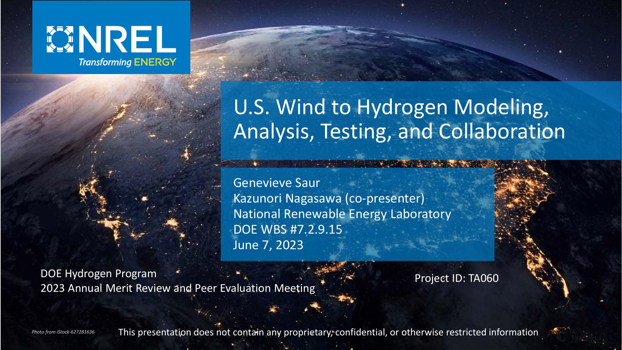 U.S. Wind to Hydrogen Modeling, Analysis, Testing, and Collaboration image