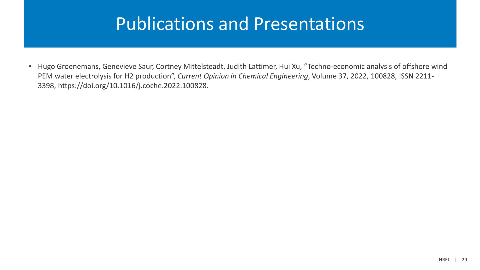 U.S. Wind to Hydrogen Modeling, Analysis, Testing, and Collaboration slide image #29