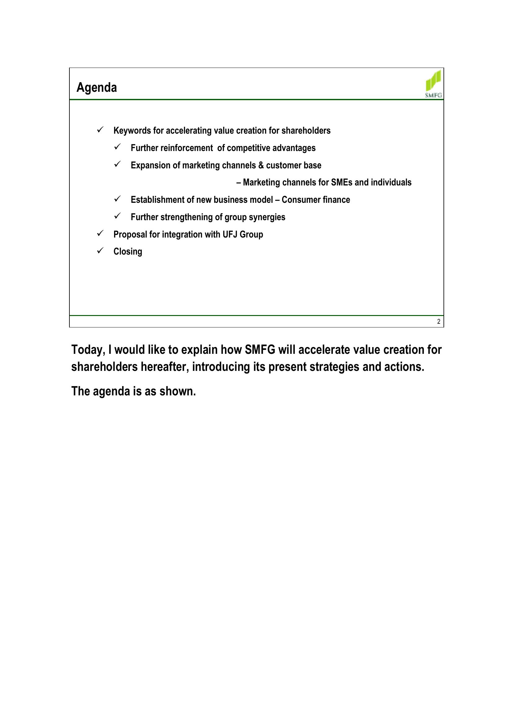 Accelerating Value Creation for Shareholders slide image #2