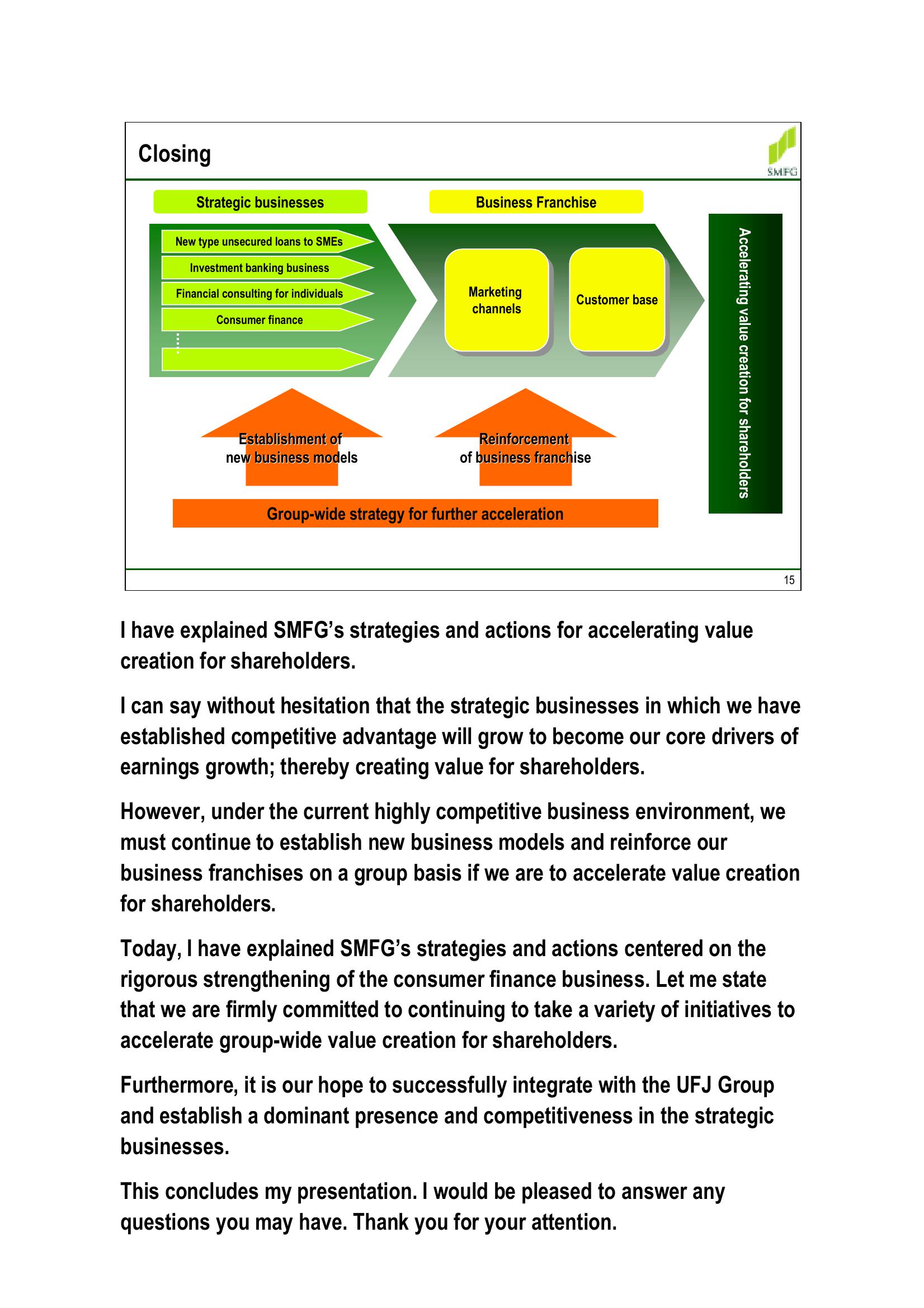 Accelerating Value Creation for Shareholders slide image #15