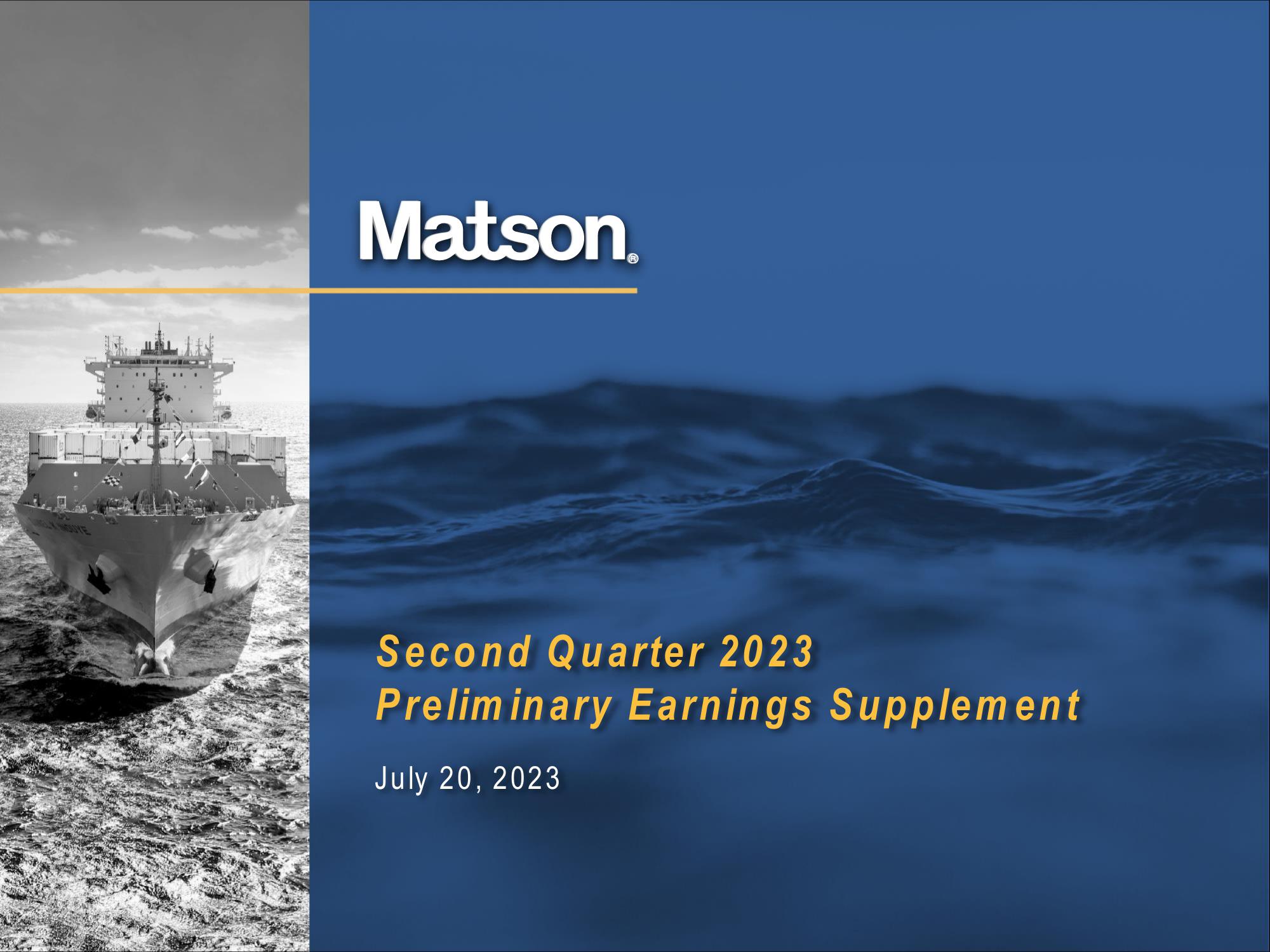 Matson Results Presentation Deck image