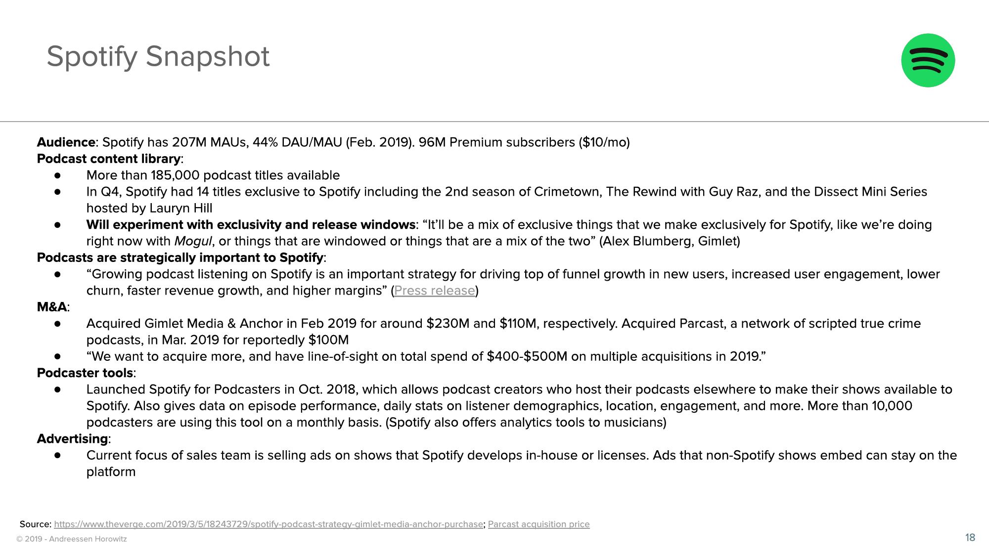 a16z Podcast Market Overview slide image #18