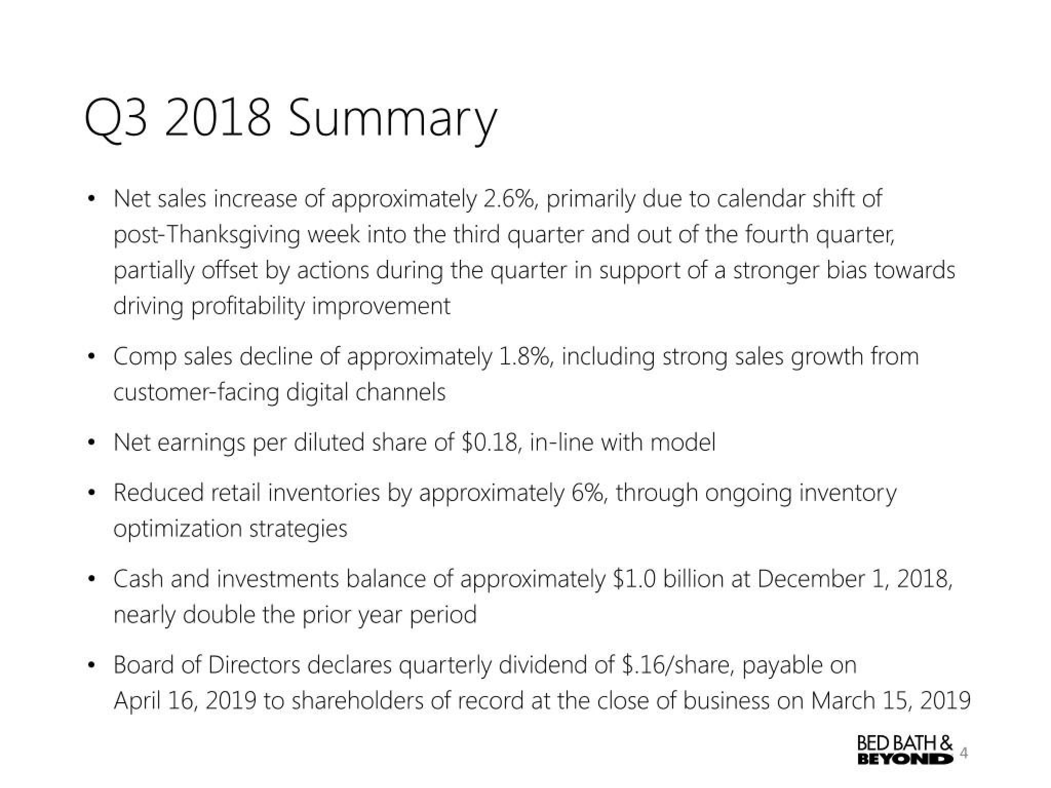 Bed Bath & Beyond Results Presentation Deck slide image