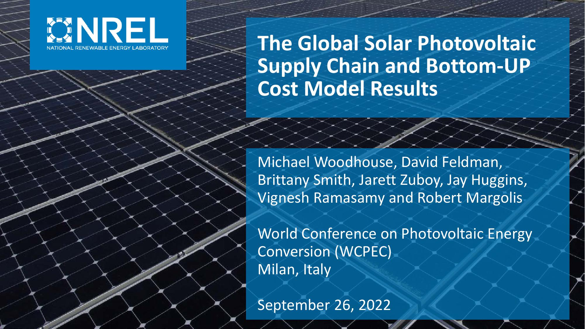 The Global Solar Photovoltaic Supply Chain and Bottom-UP Cost Model Results image