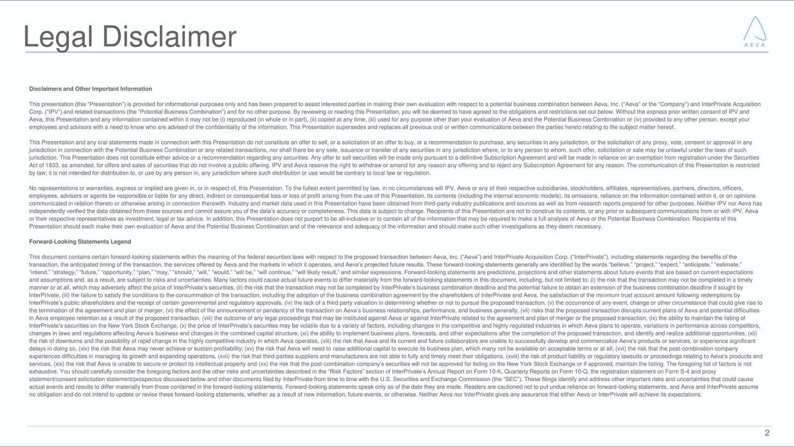 Aeva SPAC Presentation Deck slide image #2