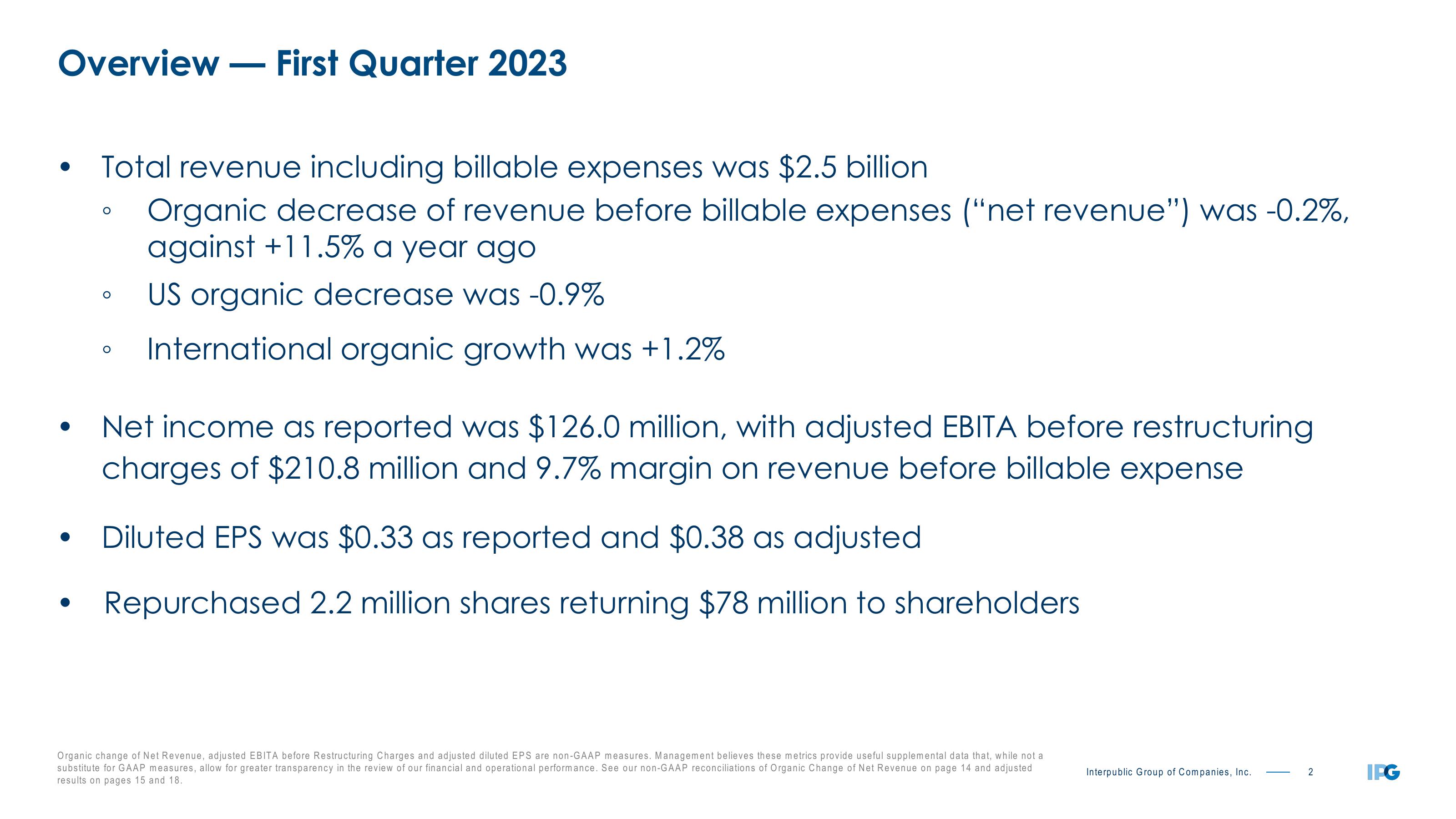 First Quarter 2023 Earnings Conference Call slide image #2