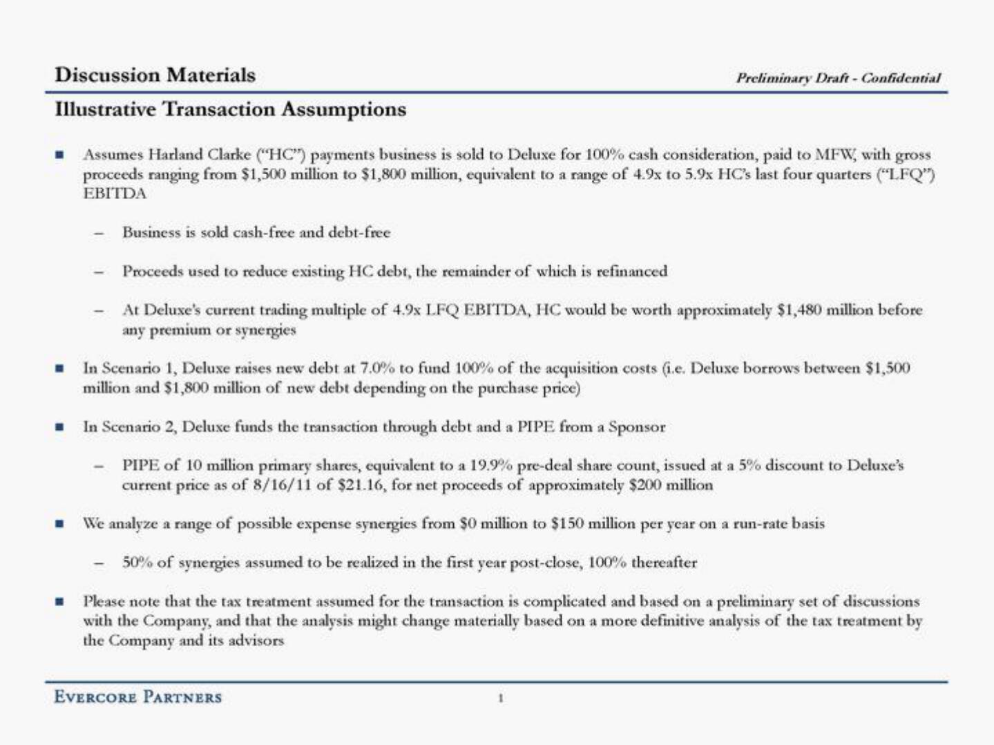 Evercore Investment Banking Pitch Book slide image #3