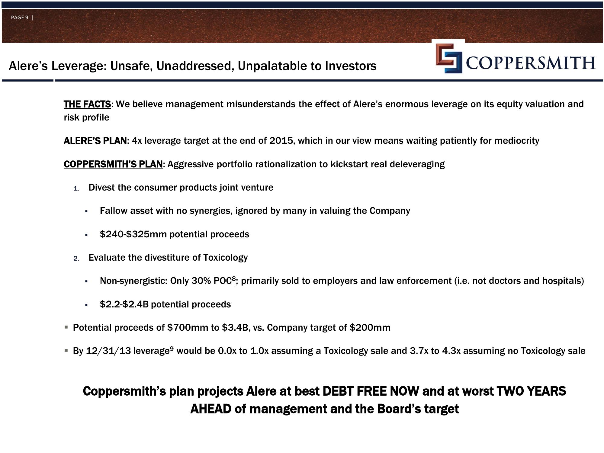 Coppersmith Presentation to Alere Inc Stockholders slide image #10