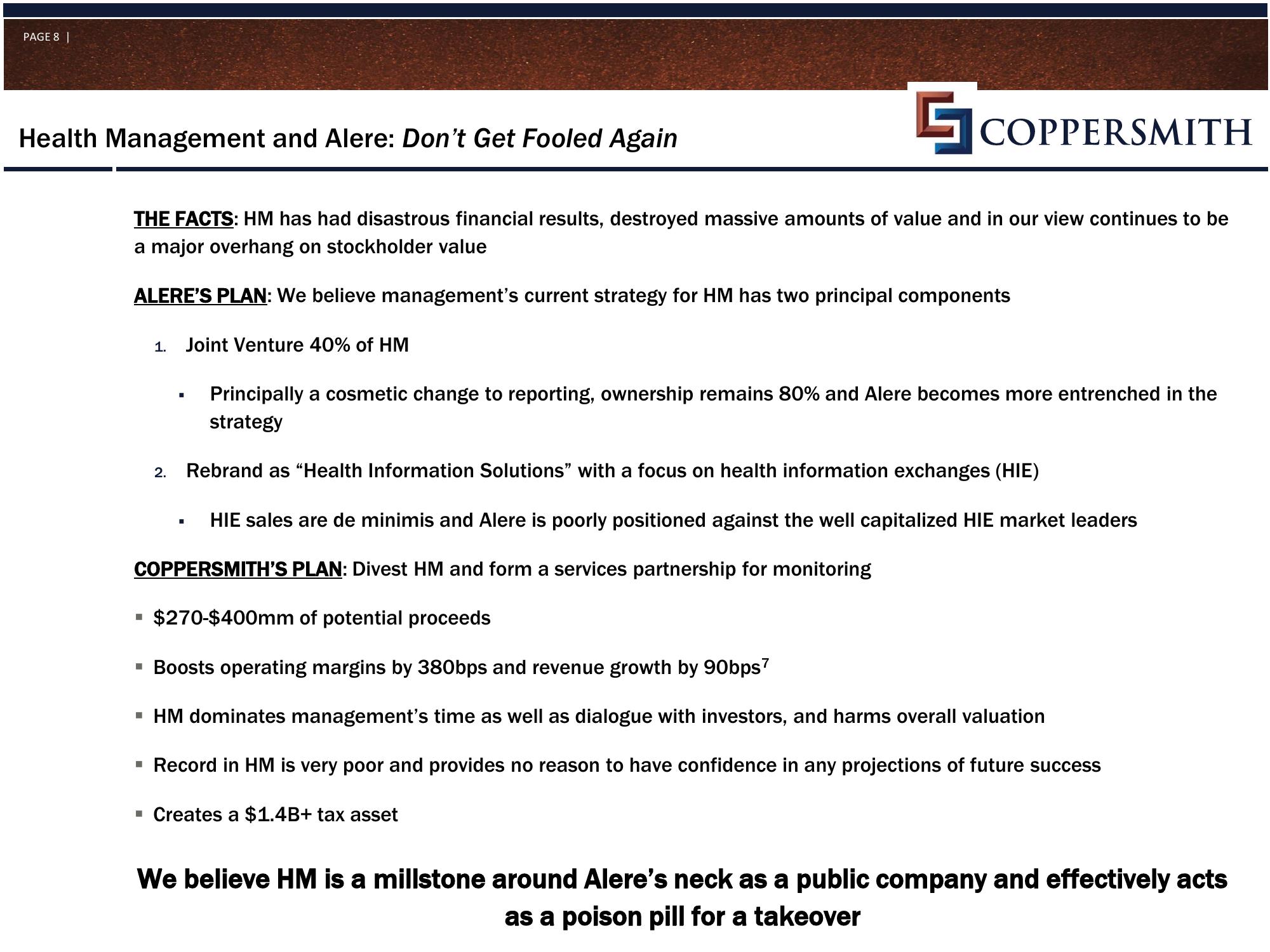 Coppersmith Presentation to Alere Inc Stockholders slide image #9