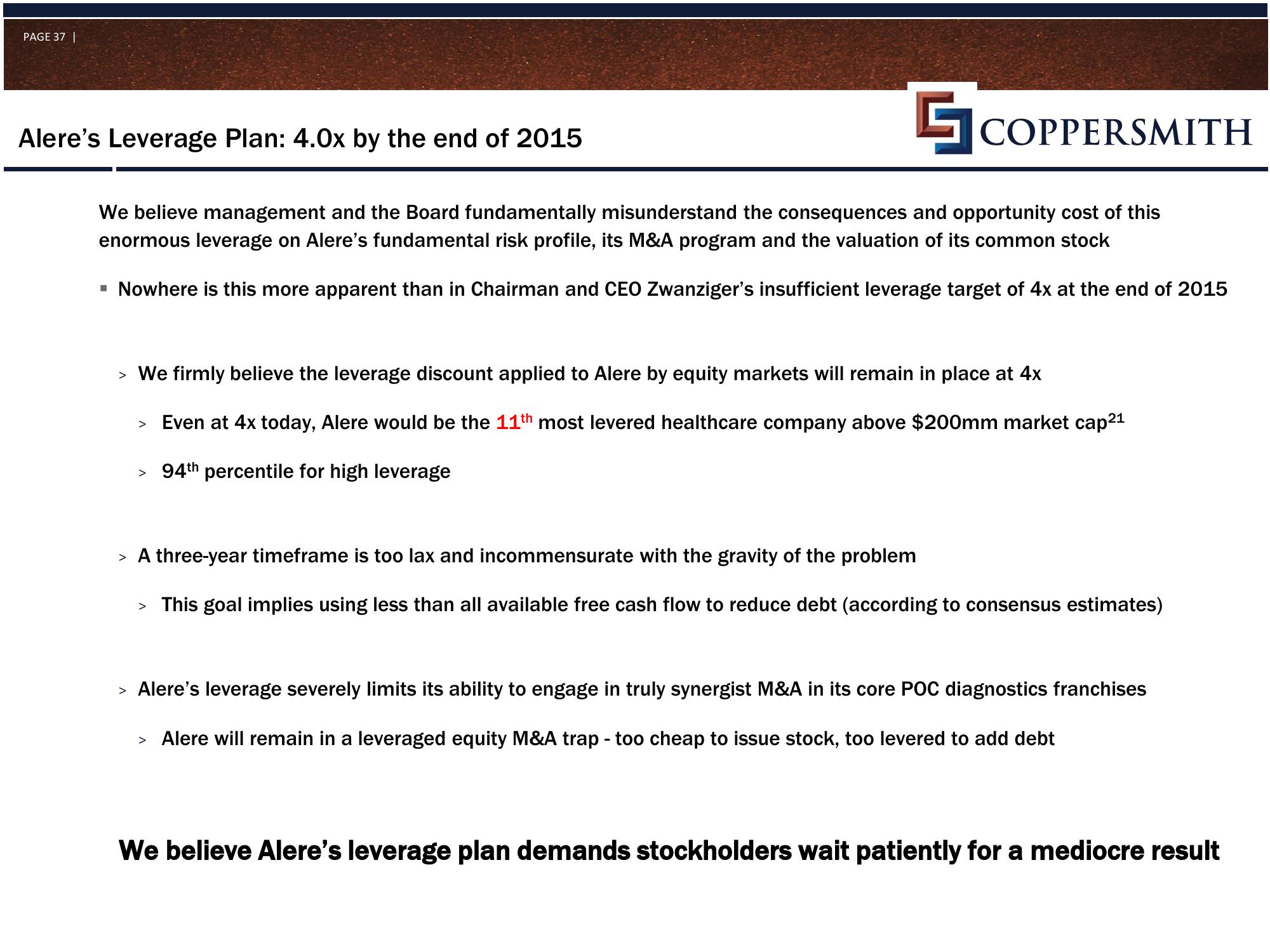 Coppersmith Presentation to Alere Inc Stockholders slide image #38