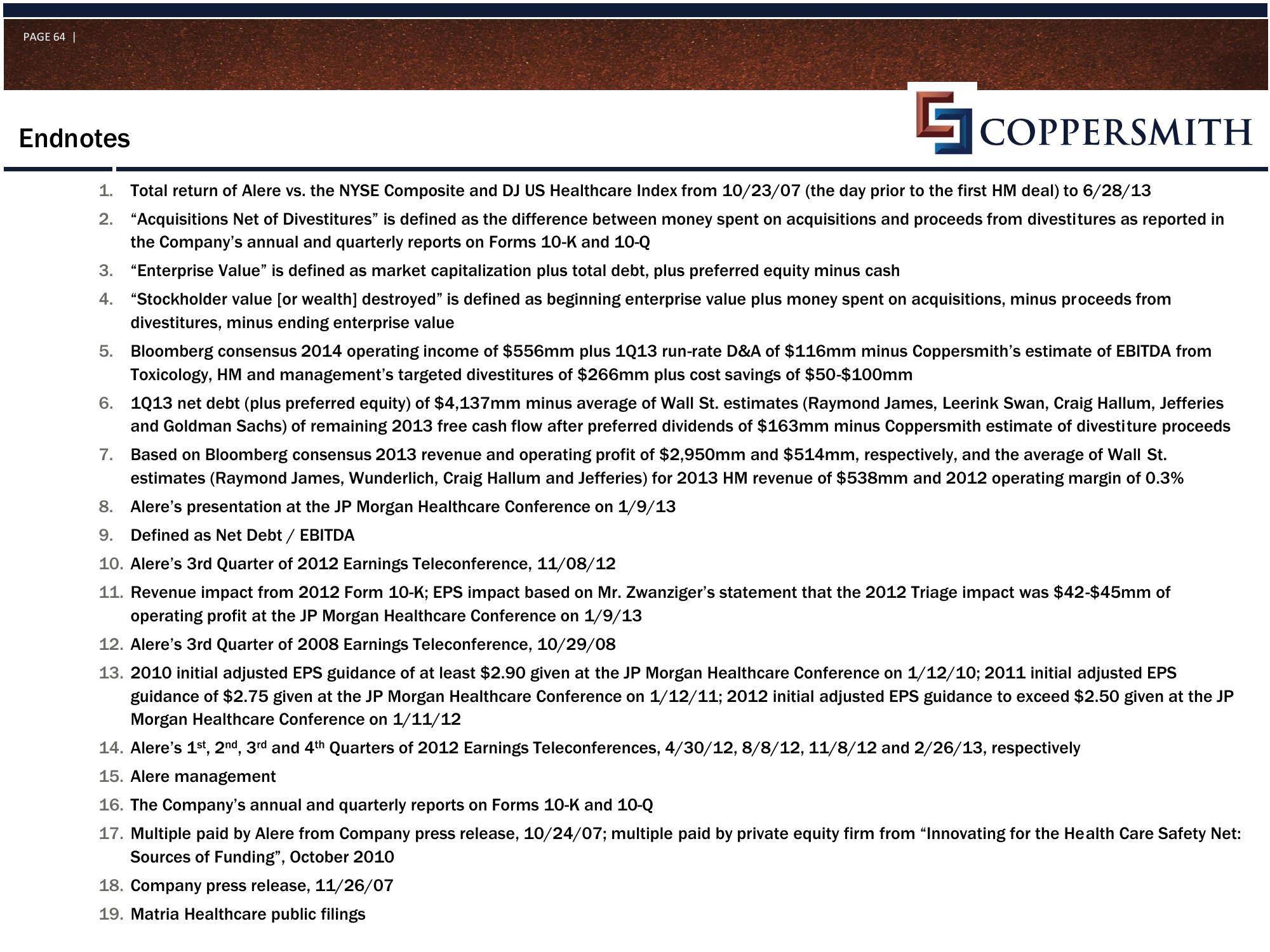 Coppersmith Presentation to Alere Inc Stockholders slide image #65