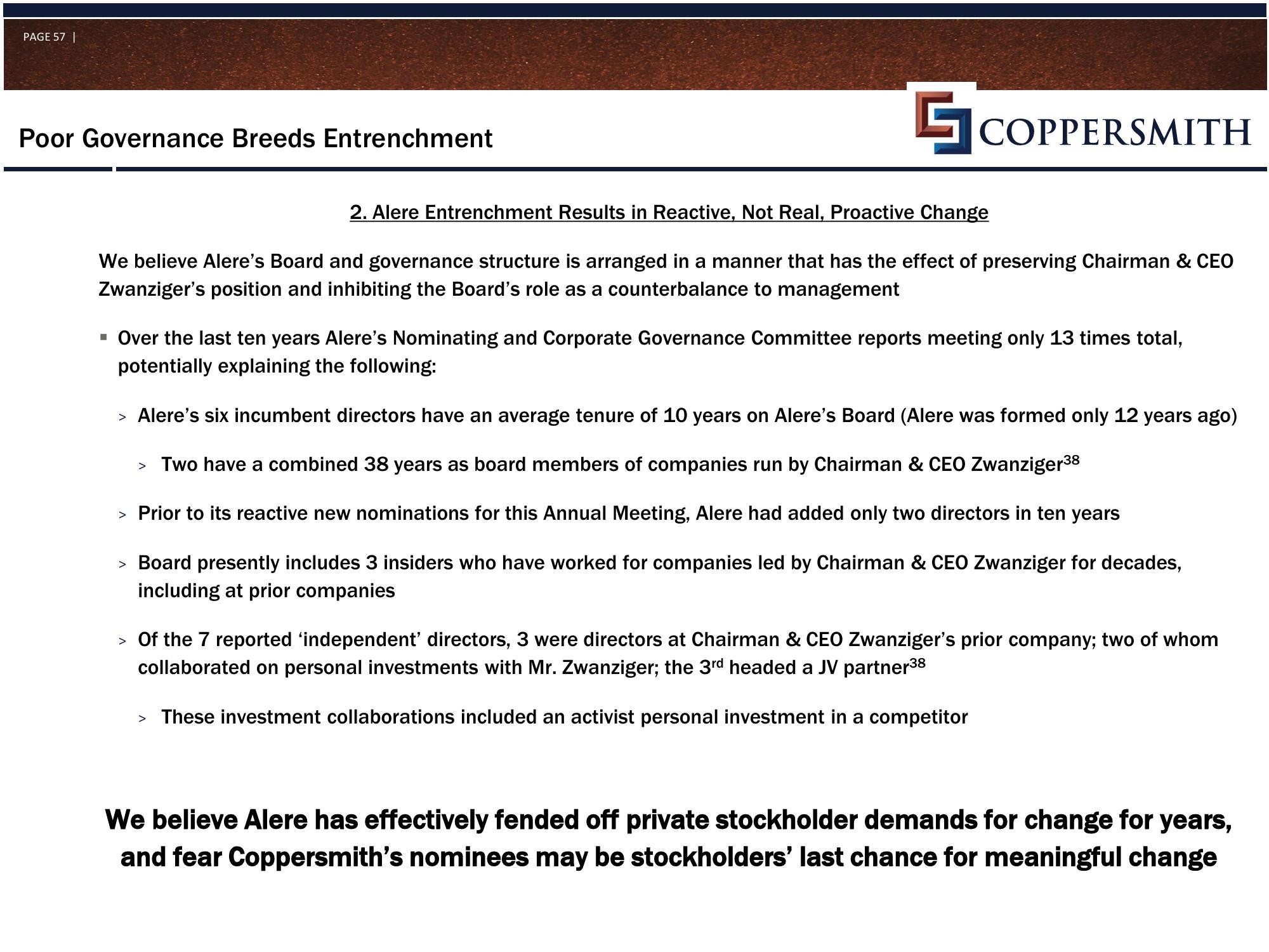 Coppersmith Presentation to Alere Inc Stockholders slide image #58