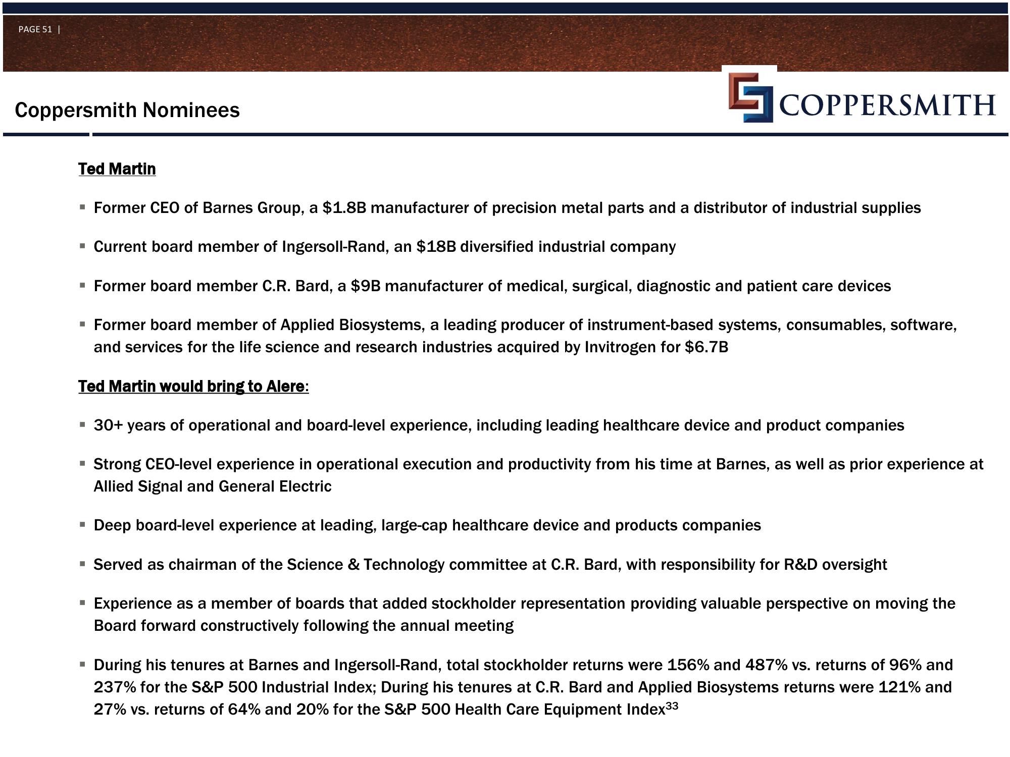 Coppersmith Presentation to Alere Inc Stockholders slide image #52