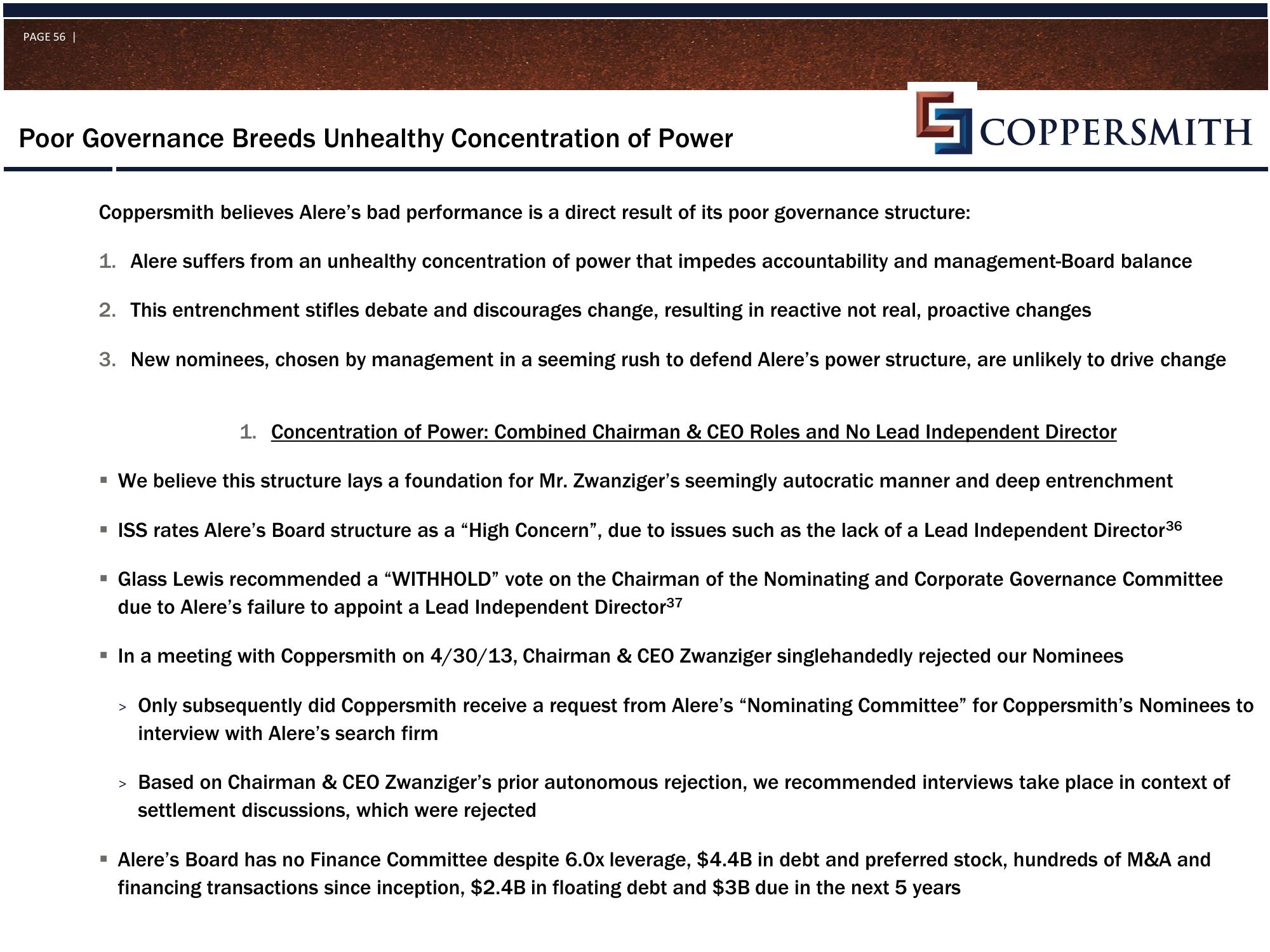 Coppersmith Presentation to Alere Inc Stockholders slide image #57