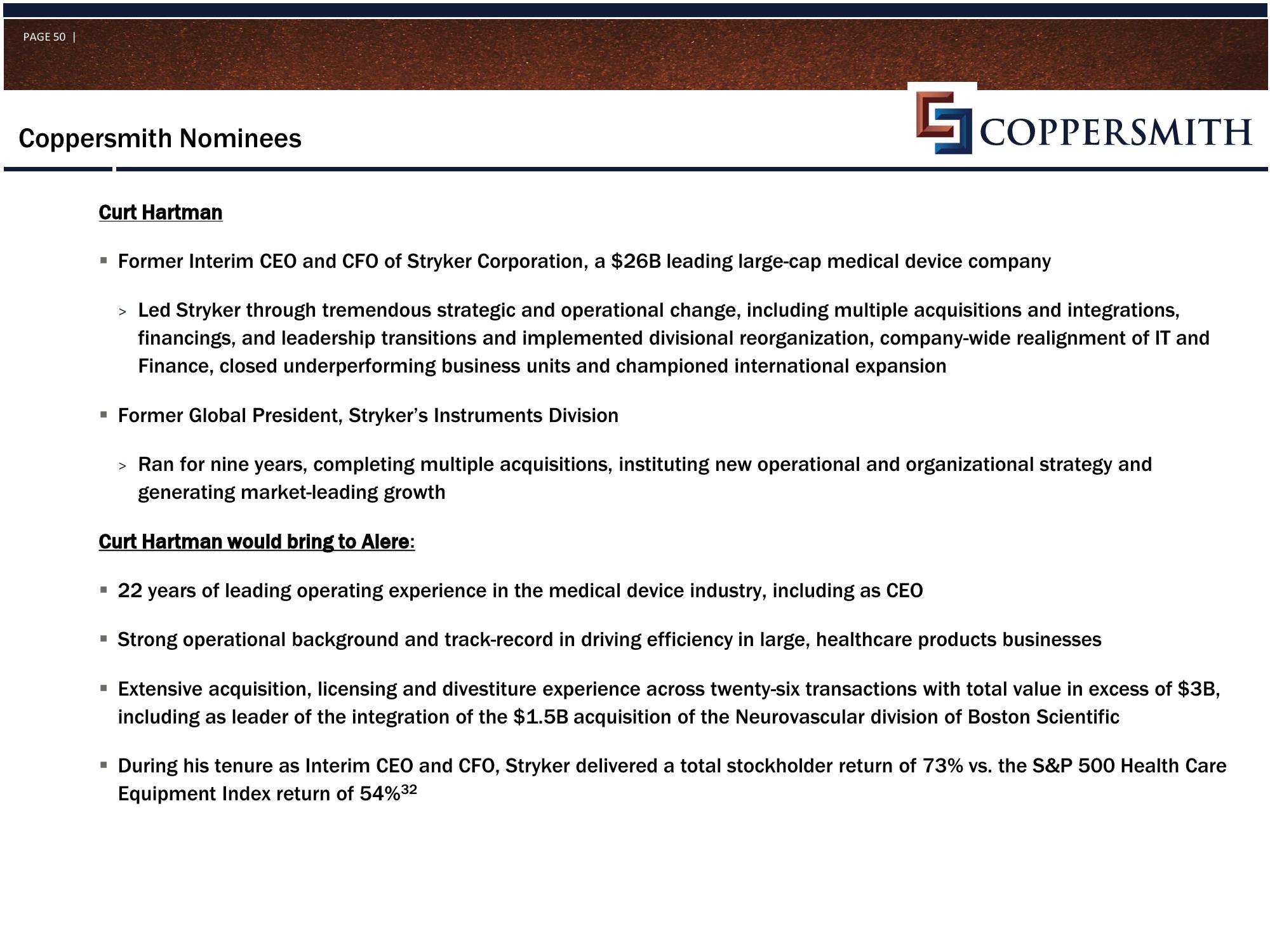 Coppersmith Presentation to Alere Inc Stockholders slide image #51