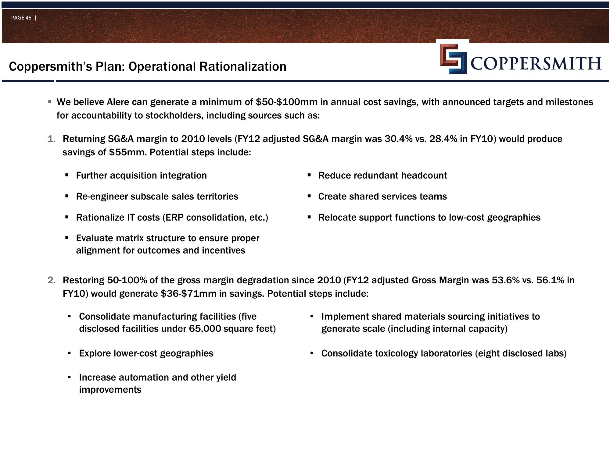 Coppersmith Presentation to Alere Inc Stockholders slide image #46