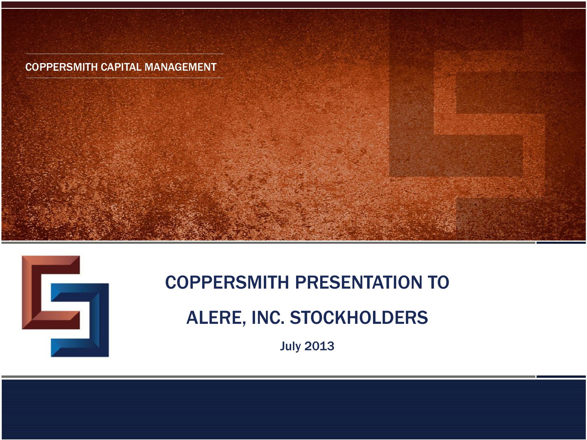 Coppersmith Presentation to Alere Inc Stockholders image