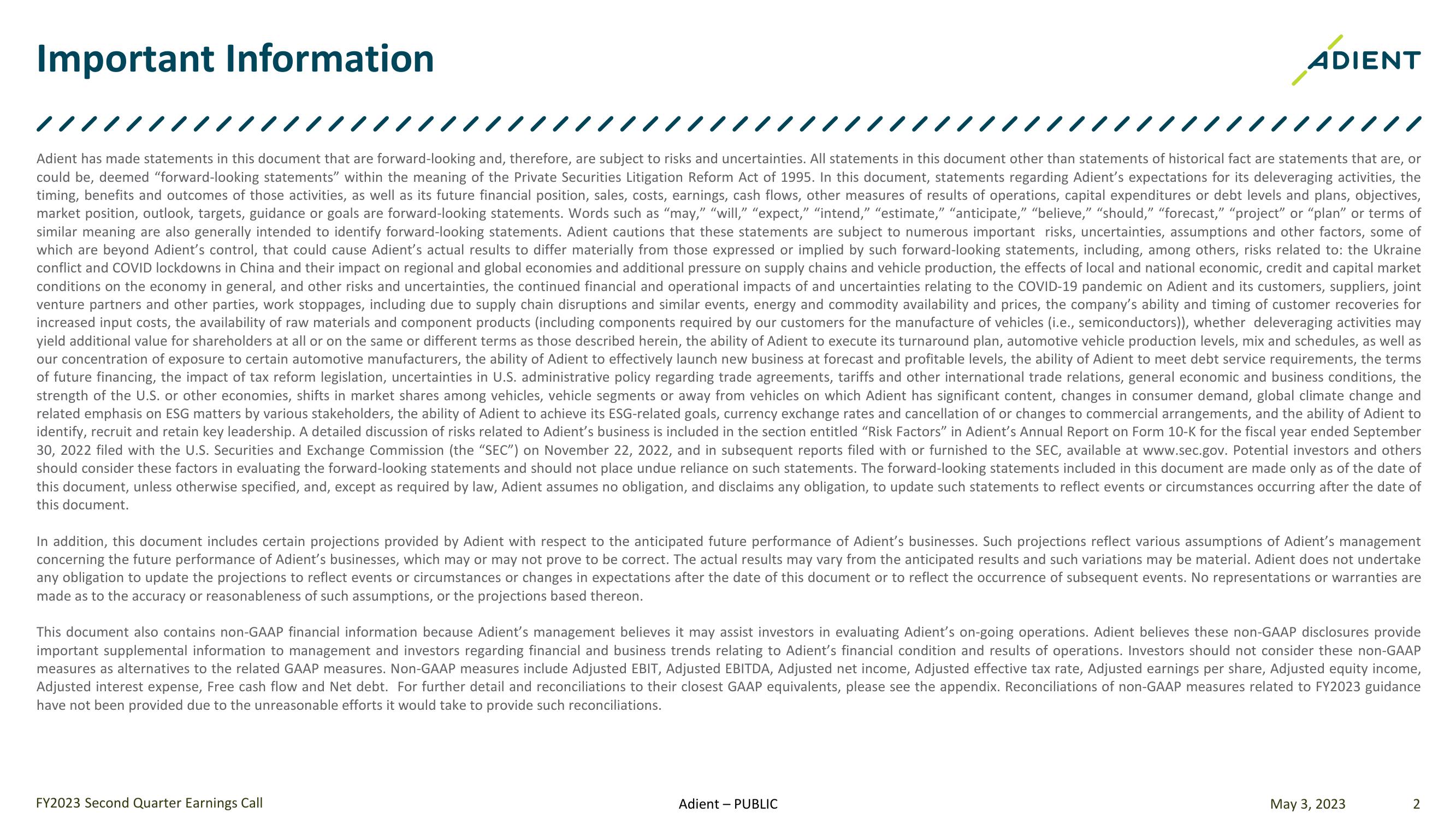 FY 2023 Second Quarter Earnings Call slide image #2