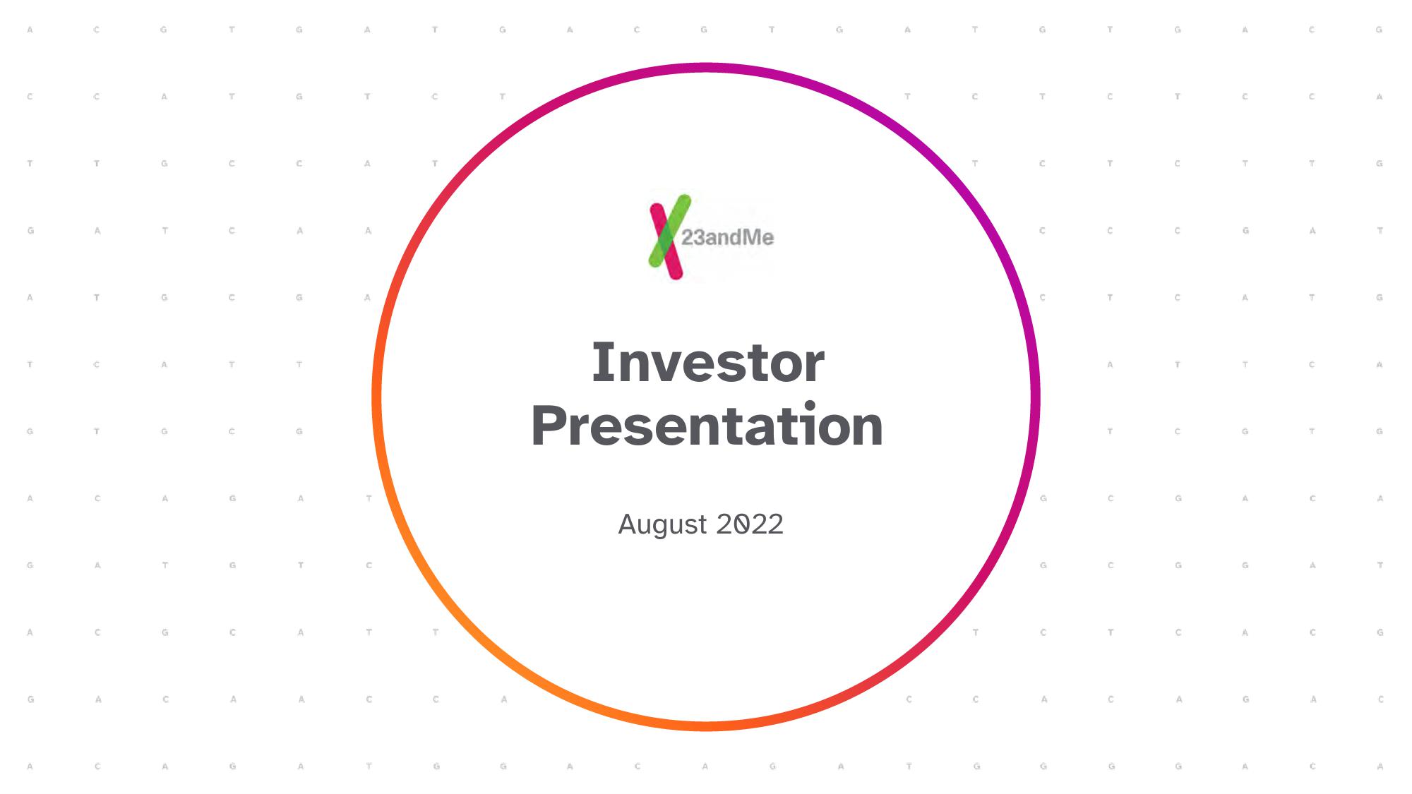 23andMe Investor Presentation Deck image