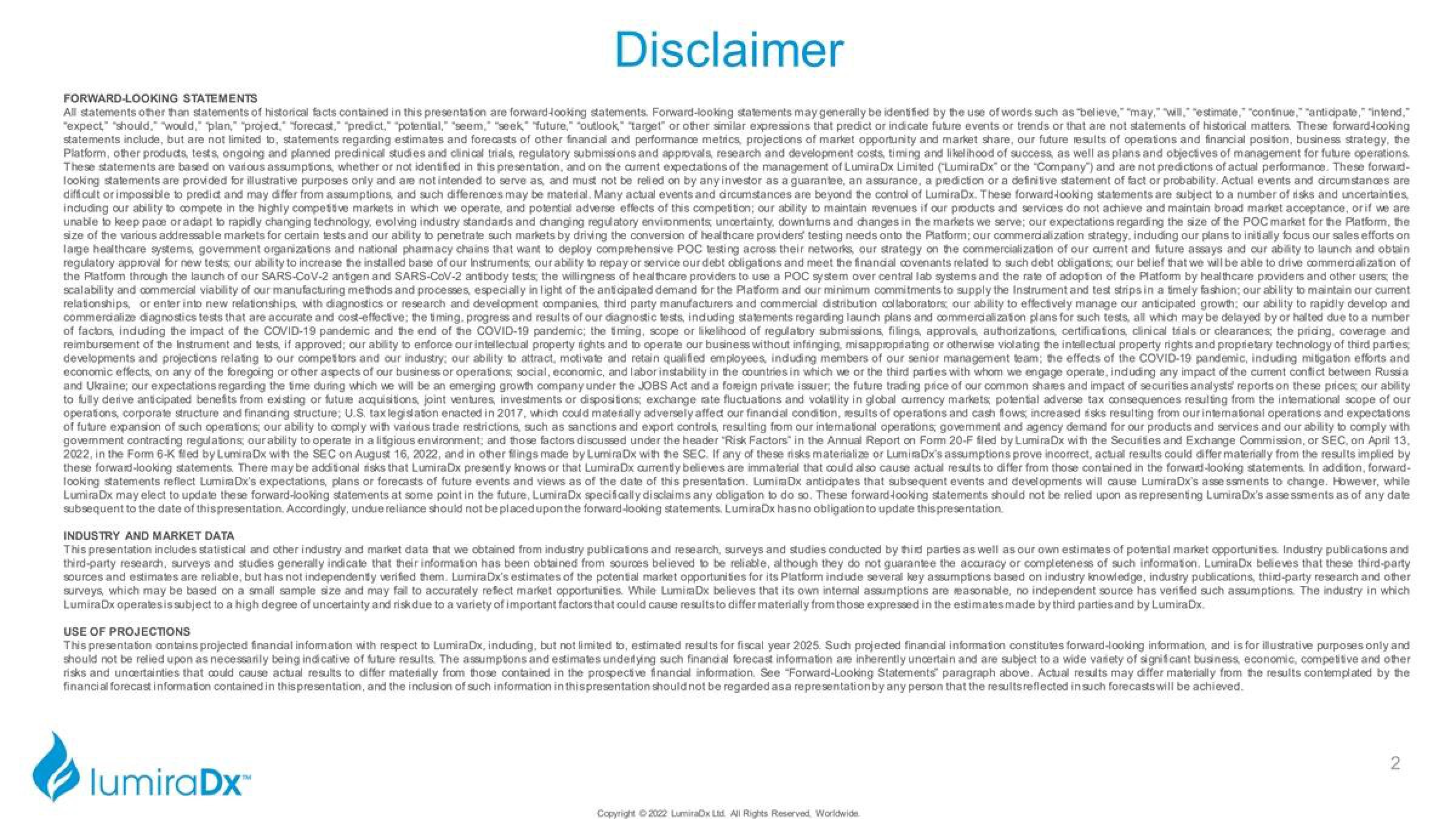 LumiraDx Investor Presentation Deck slide image #2