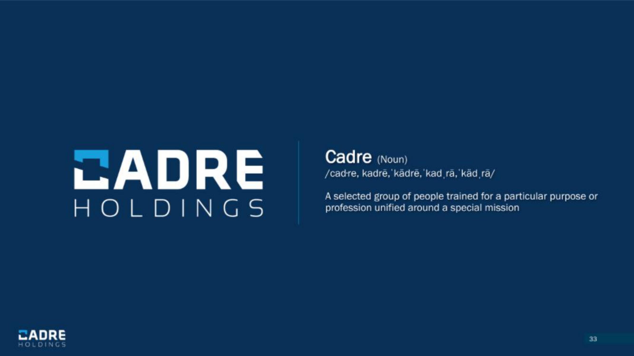 Cadre Holdings IPO Presentation Deck slide image #33