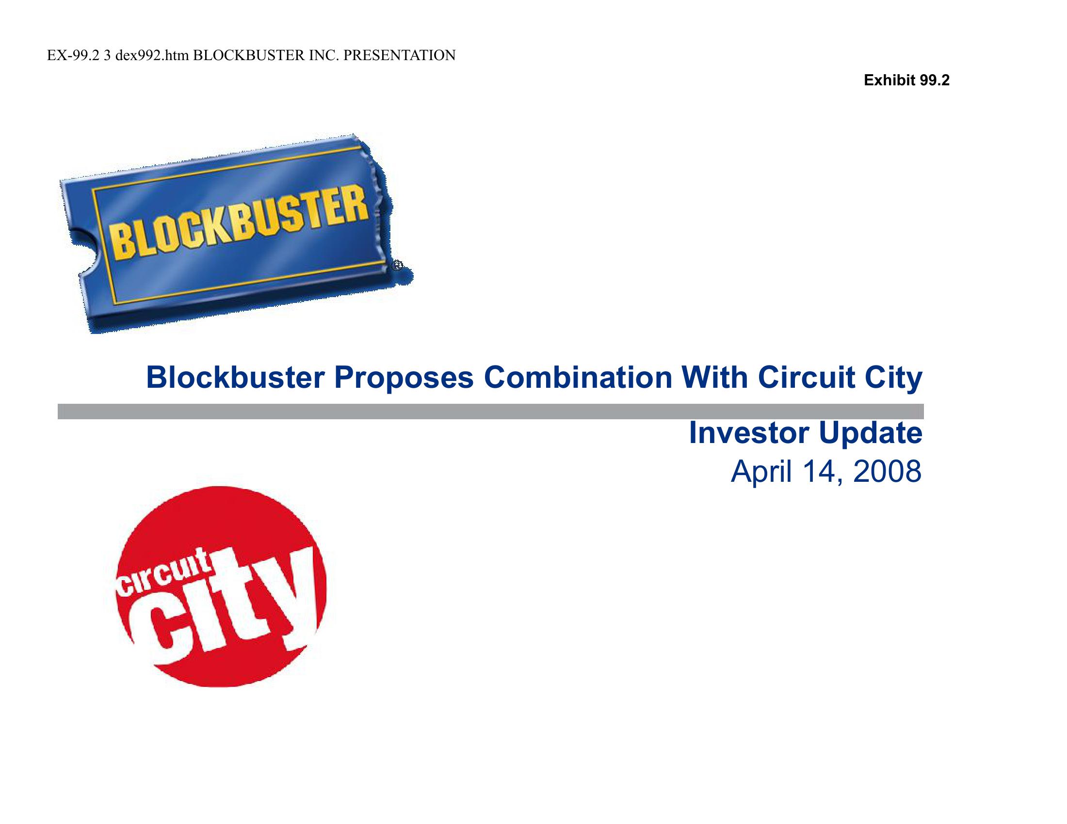 Blockbuster Video Investor Presentation Deck image