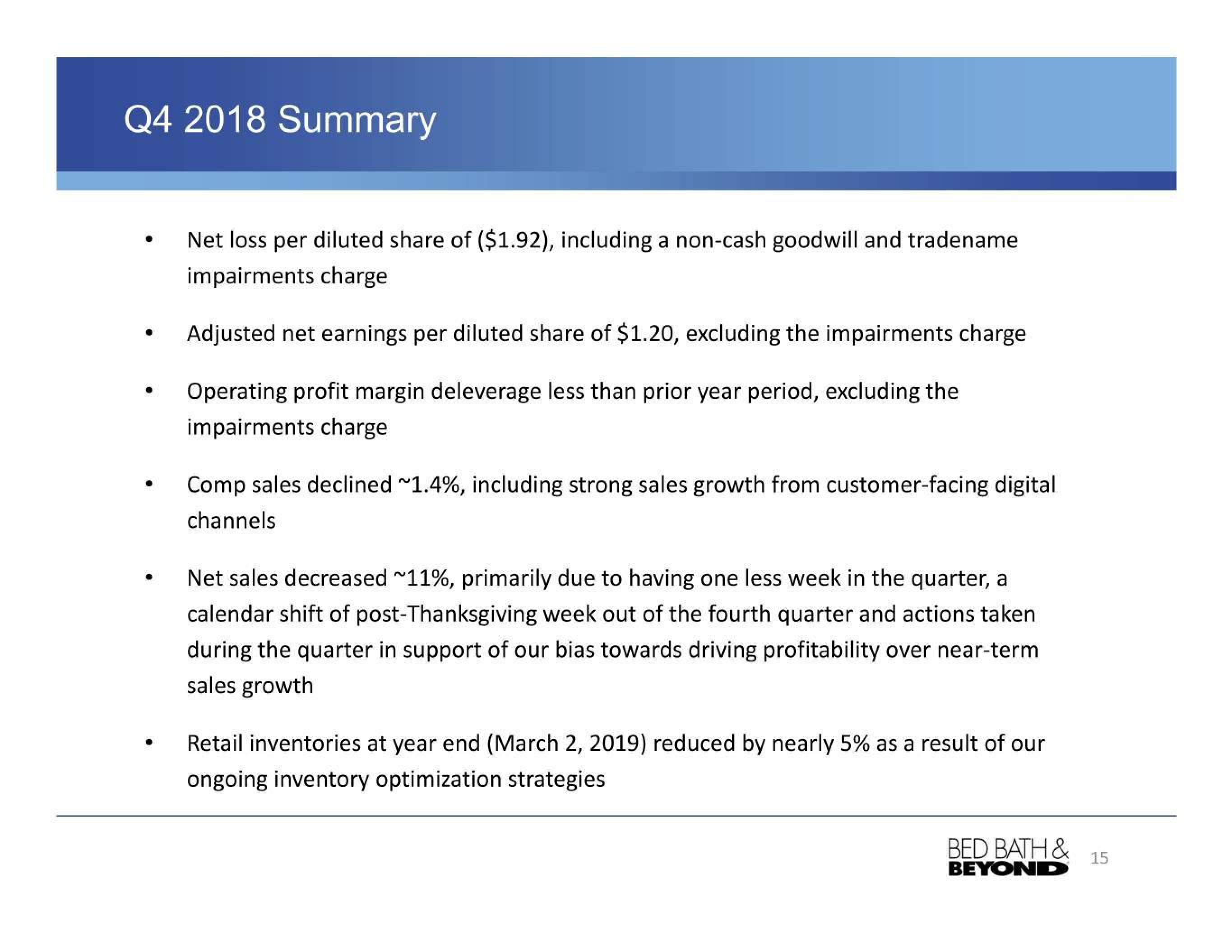 Bed Bath & Beyond Results Presentation Deck slide image #16