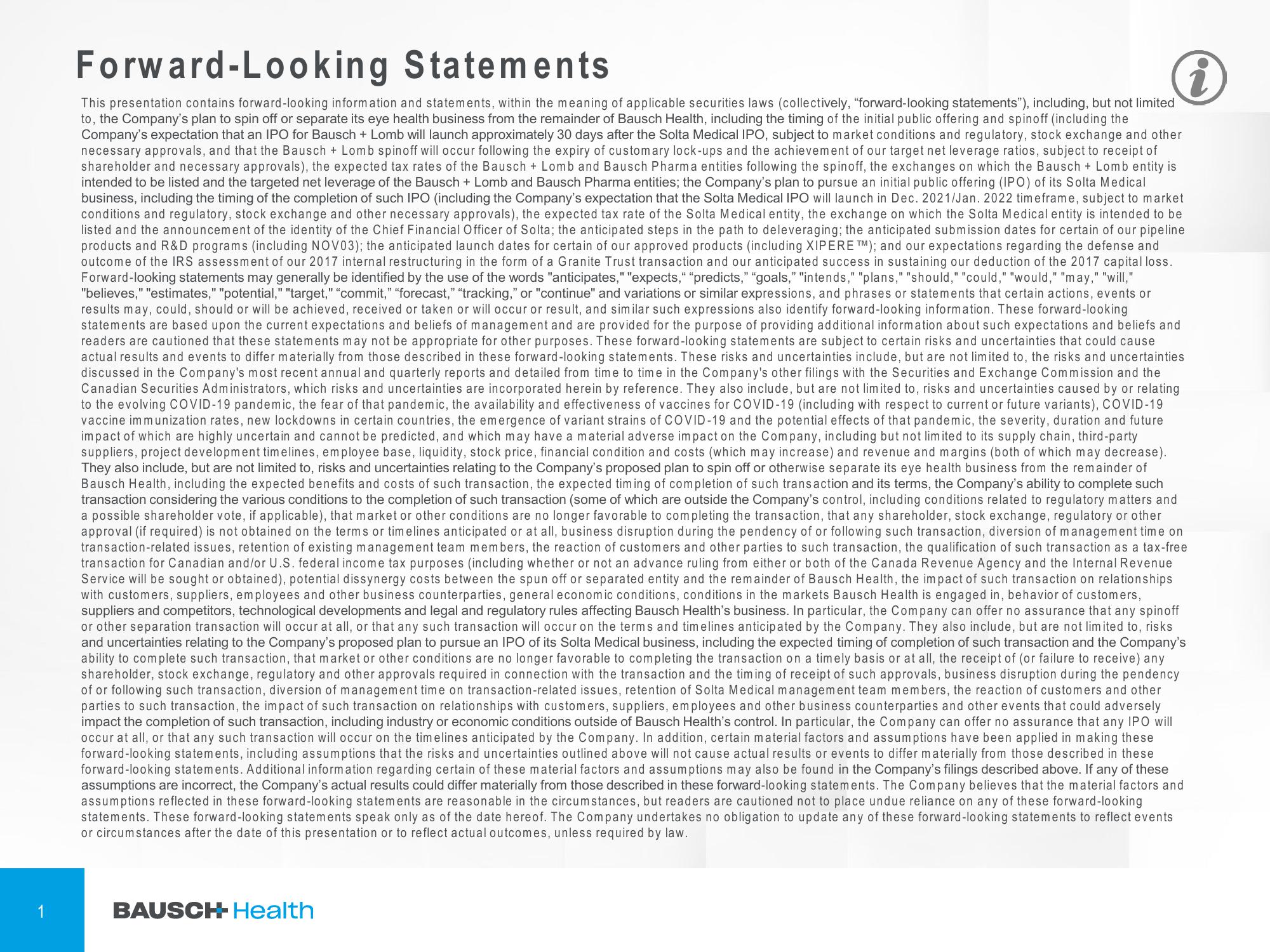 Bausch Health Companies Investor Conference Presentation Deck slide image #2