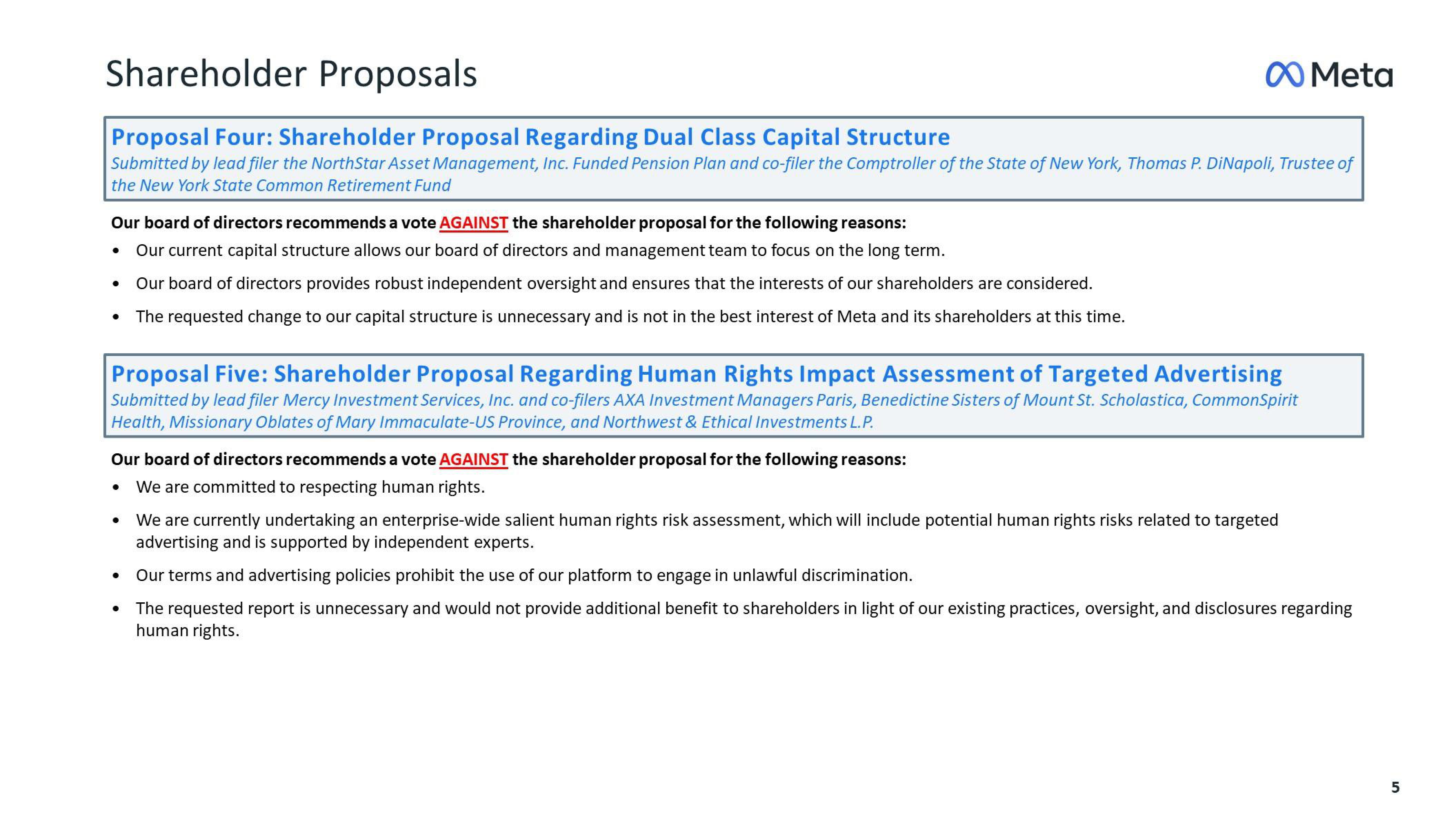 Meta Shareholder Engagement Presentation Deck slide image #5