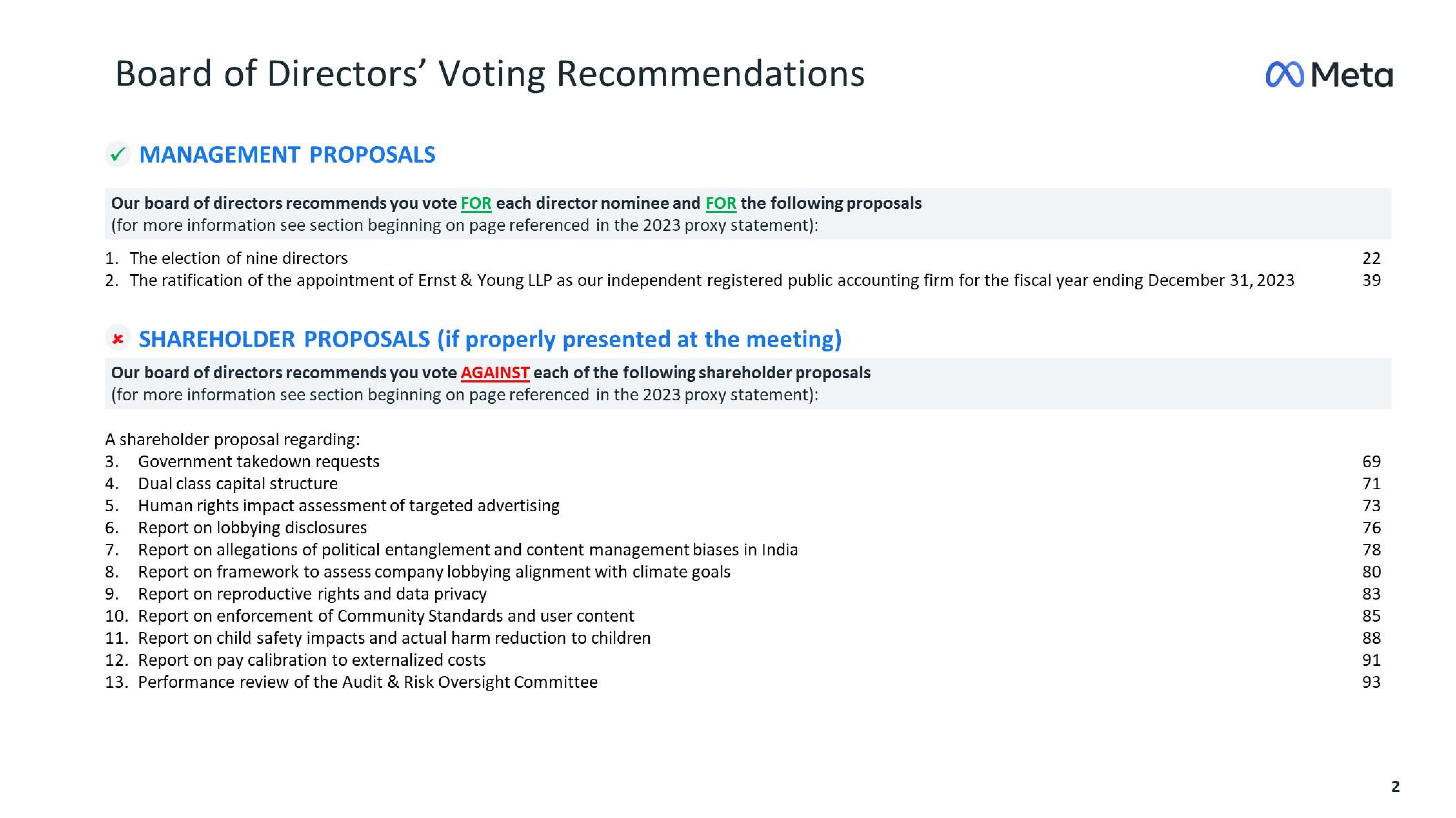 Meta Shareholder Engagement Presentation Deck slide image #2