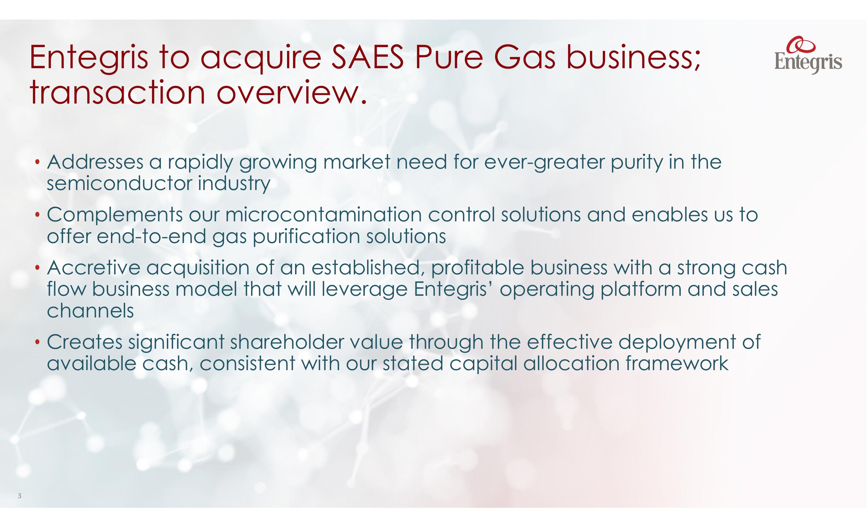 Entegris to Acquire SAES Pure Gas business slide image #3