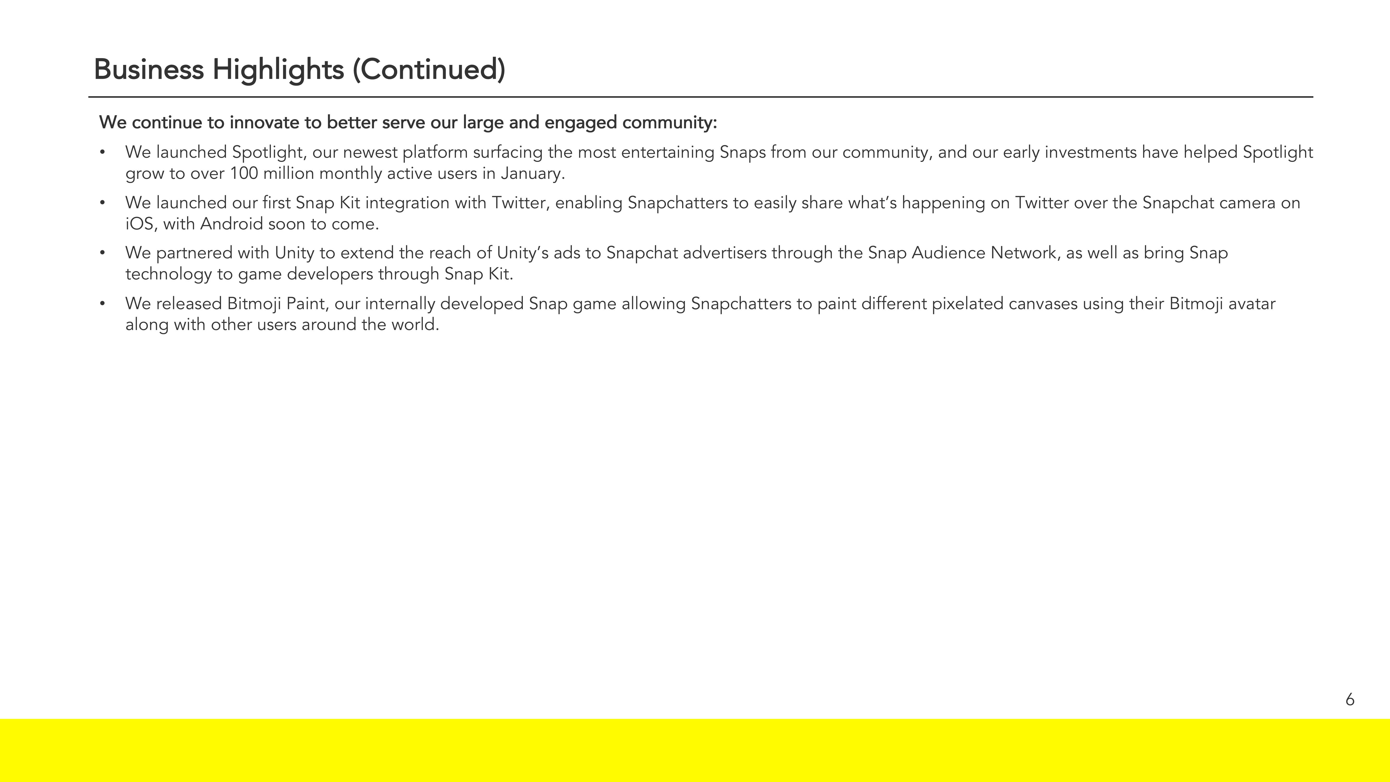 Snap Inc Results Presentation Deck slide image #6