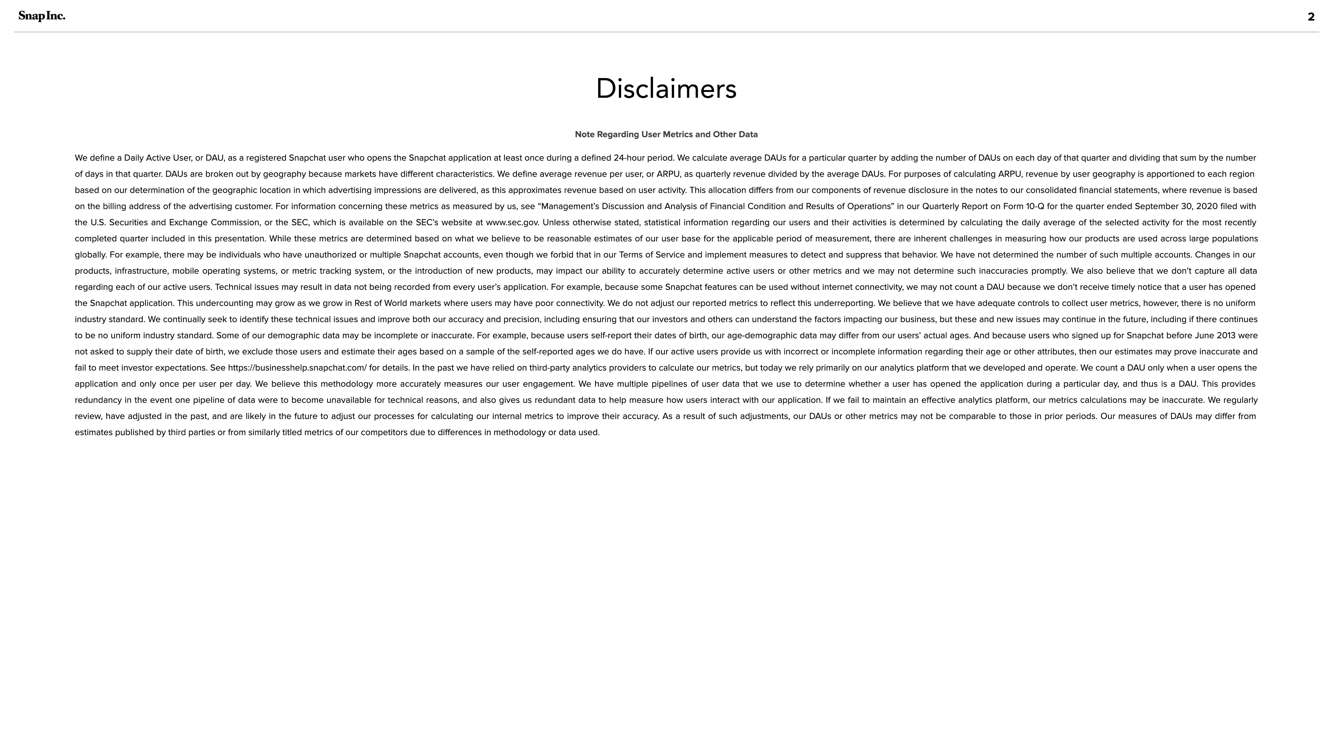 Snap Inc Investor Presentation Deck slide image #2