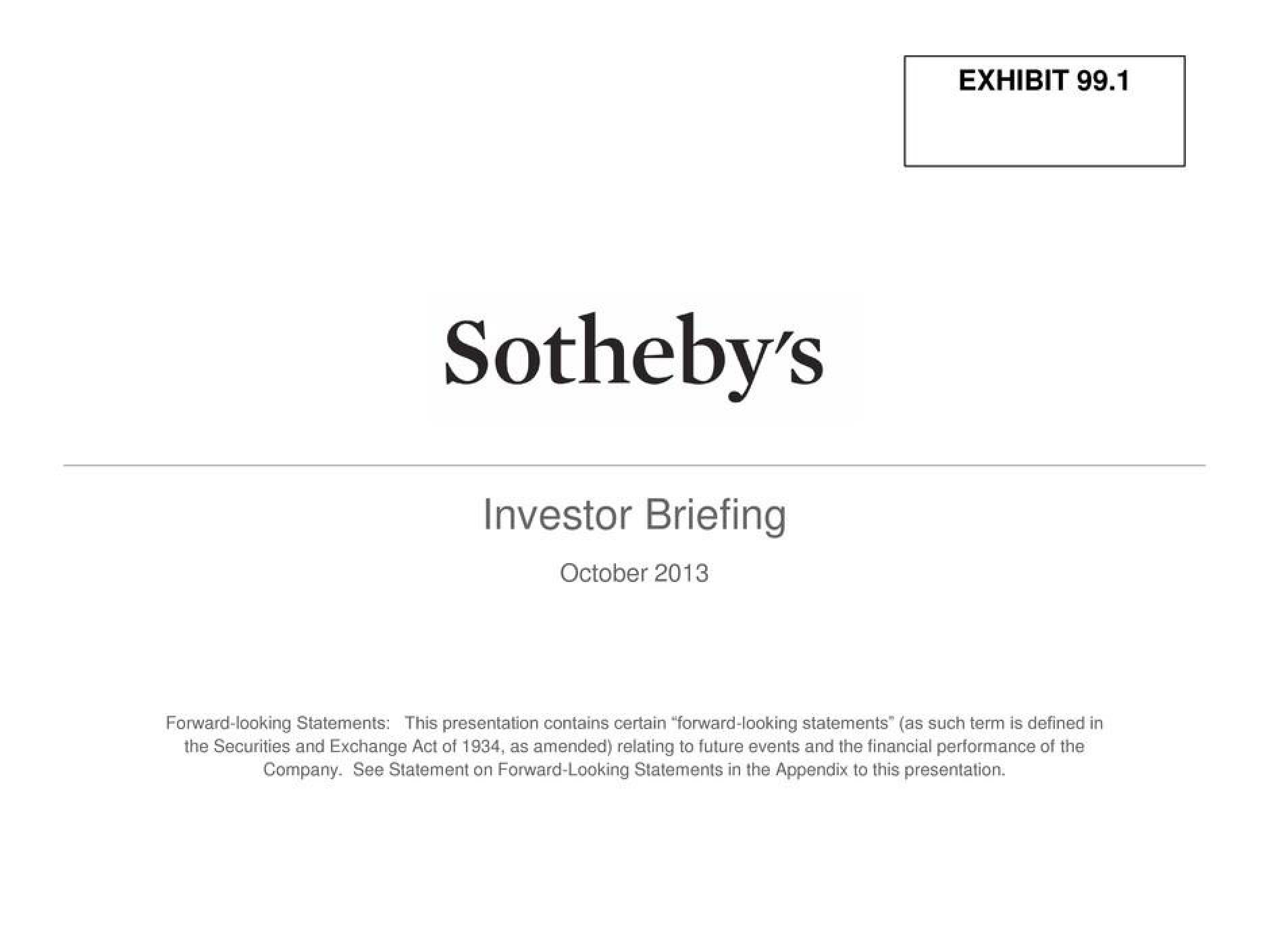 Sotheby's Investor Briefing image