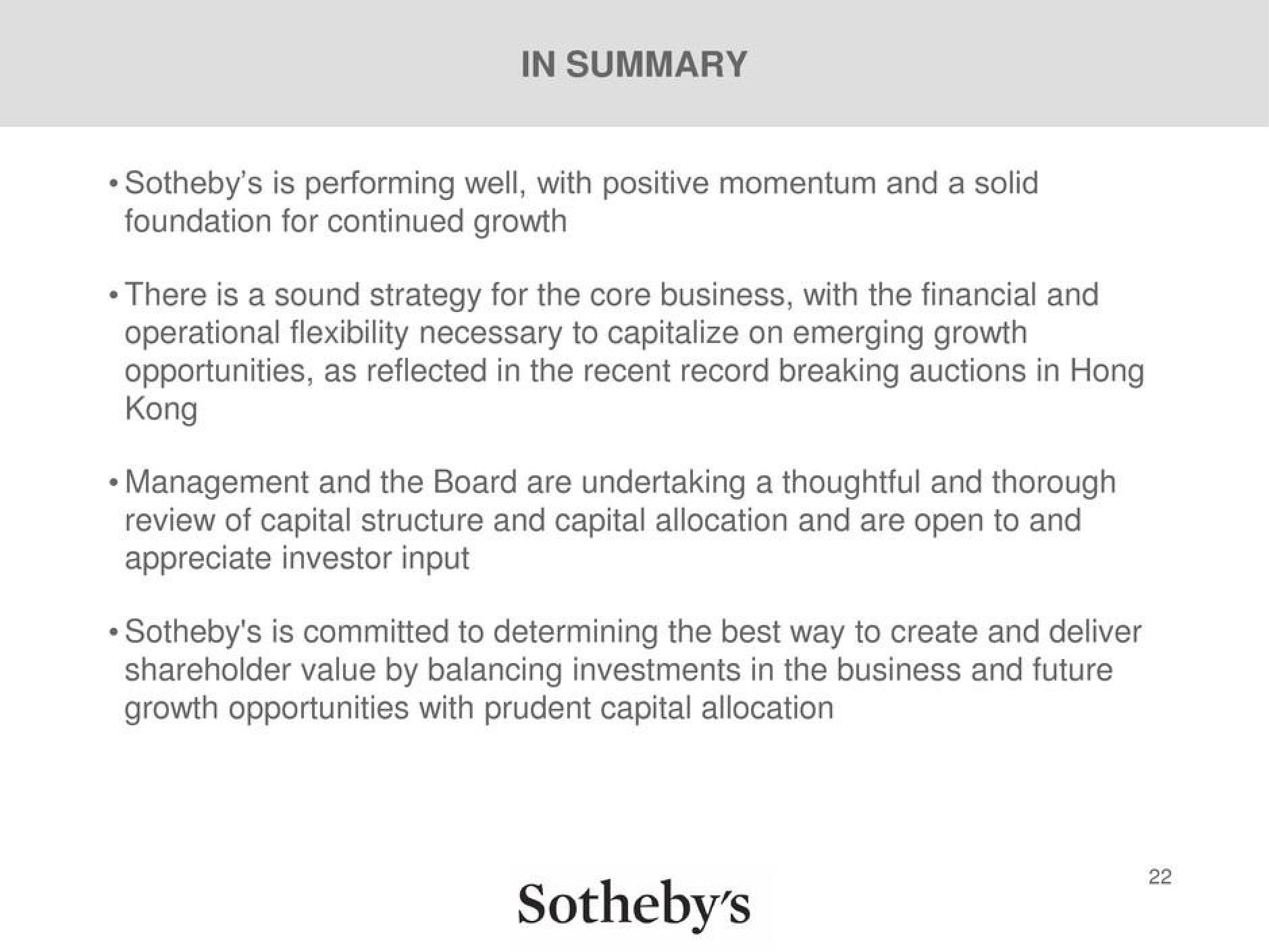 Sotheby's Investor Briefing slide image #22