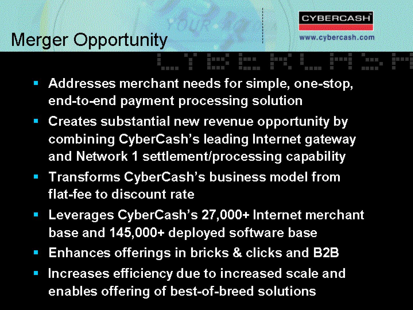 CyberCash Mergers and Acquisitions Presentation Deck slide image #16