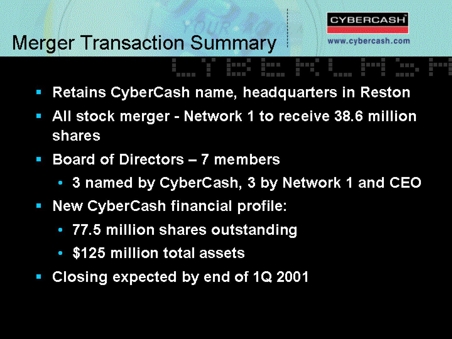 CyberCash Mergers and Acquisitions Presentation Deck slide image #4