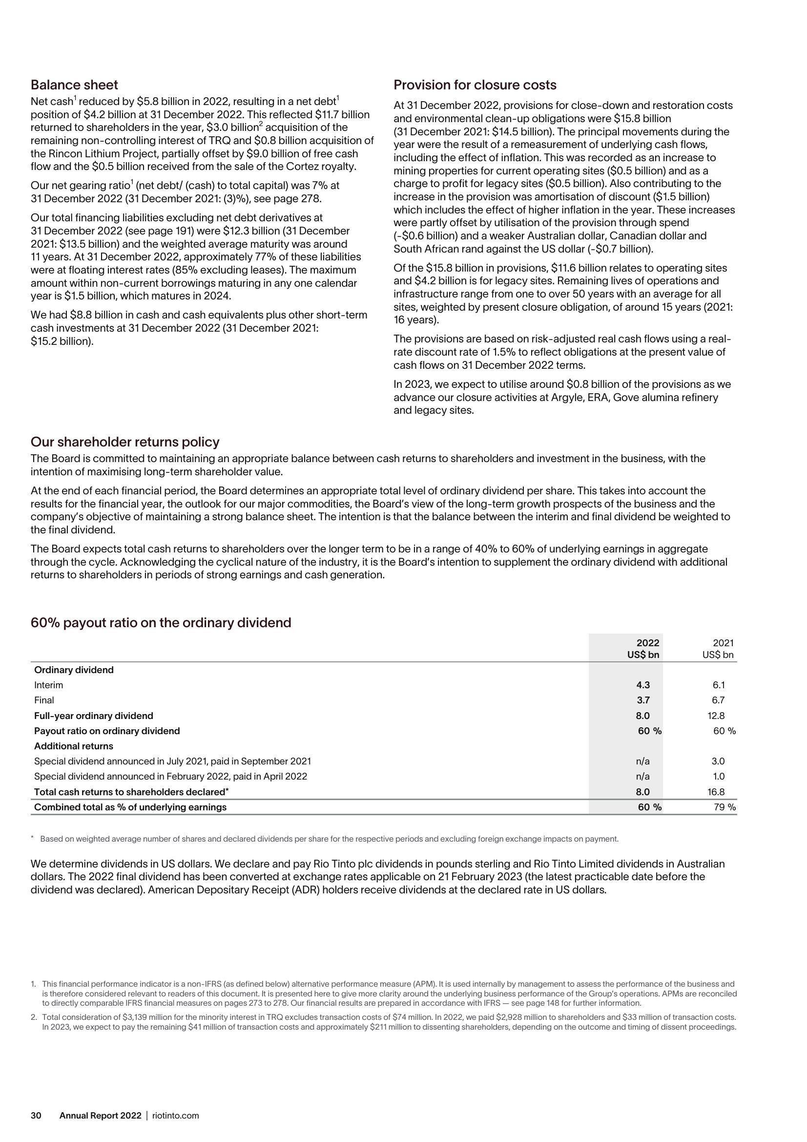 Rio Tinto Annual Report 2022 slide image #32