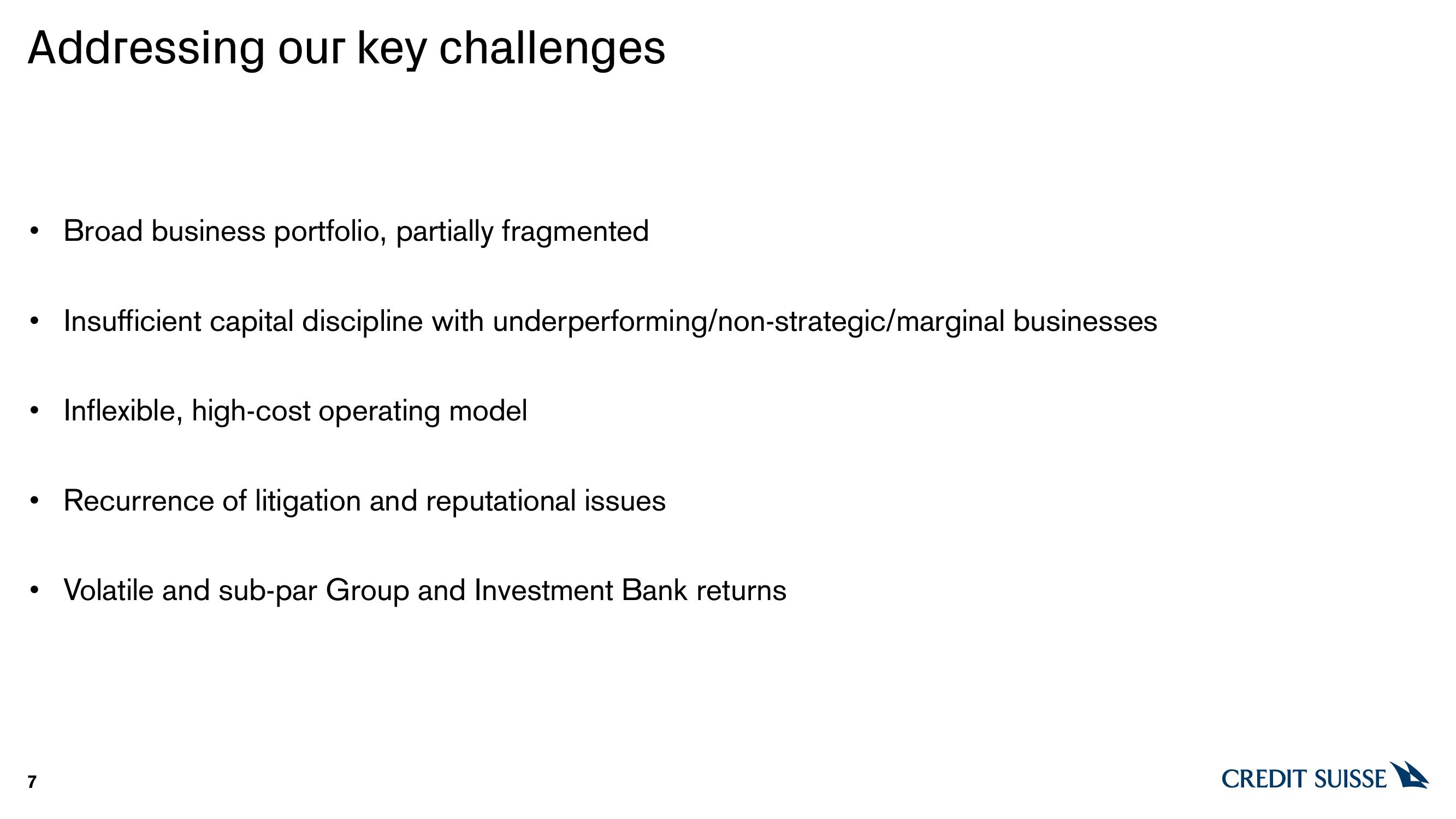 Credit Suisse Investor Event Presentation Deck slide image #7