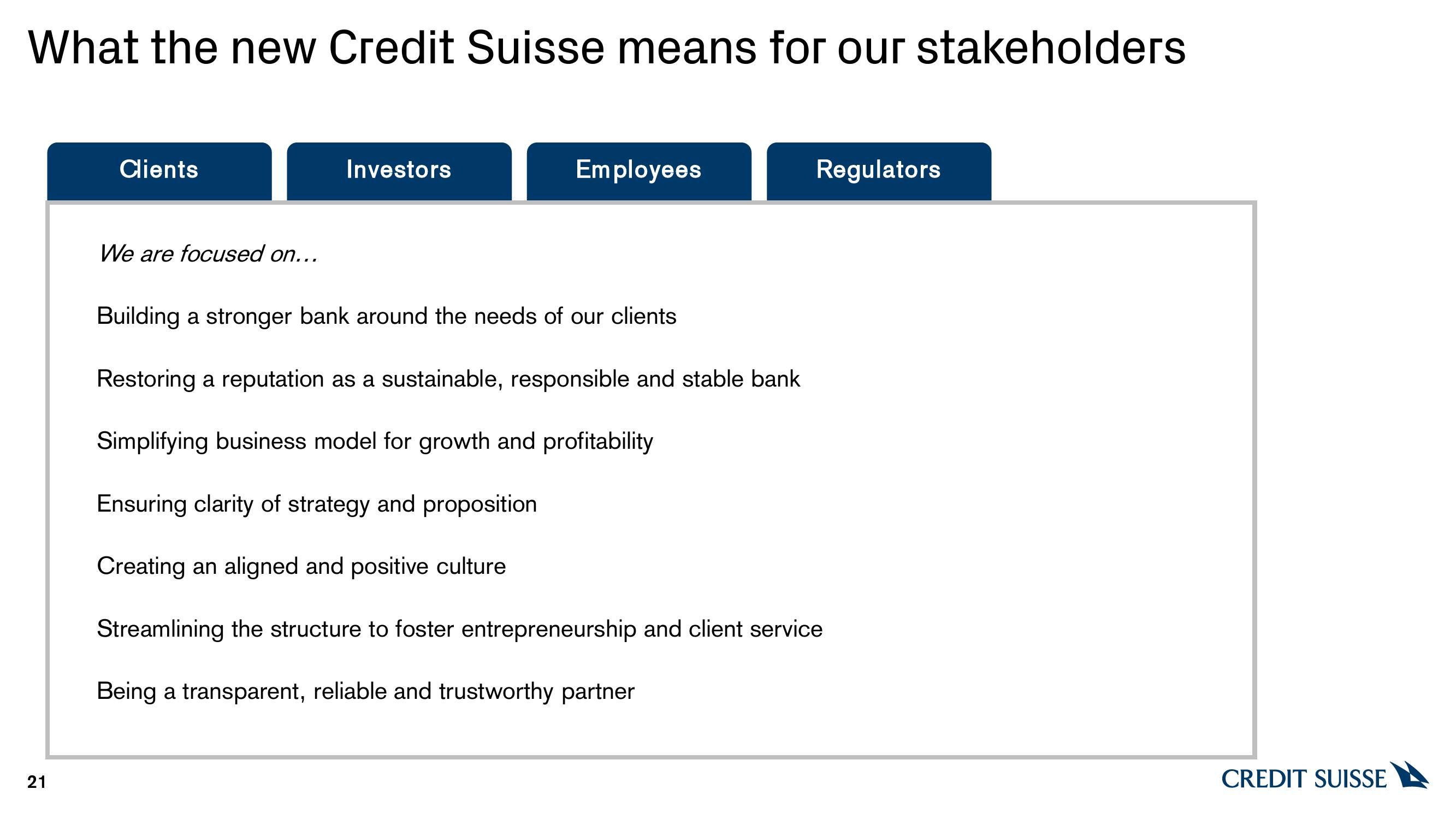 Credit Suisse Investor Event Presentation Deck slide image #21