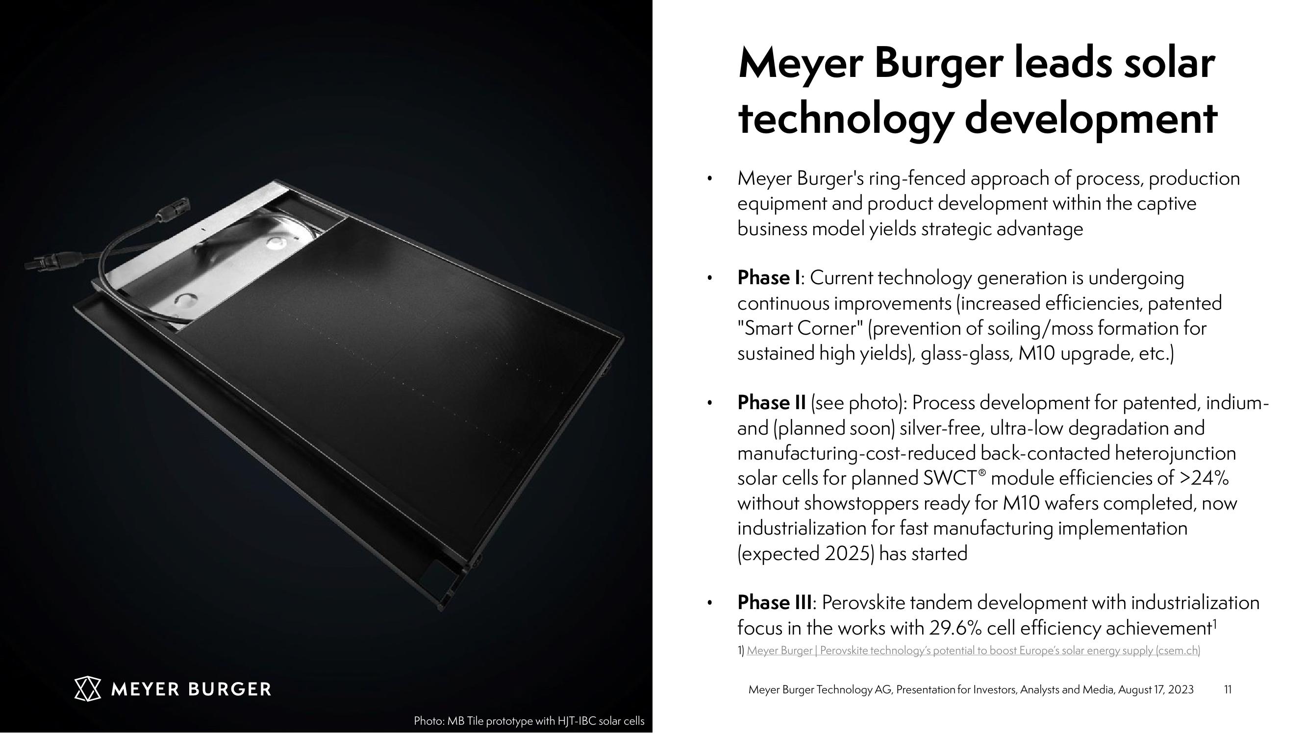 Meyer Burger Investor Presentation slide image #11