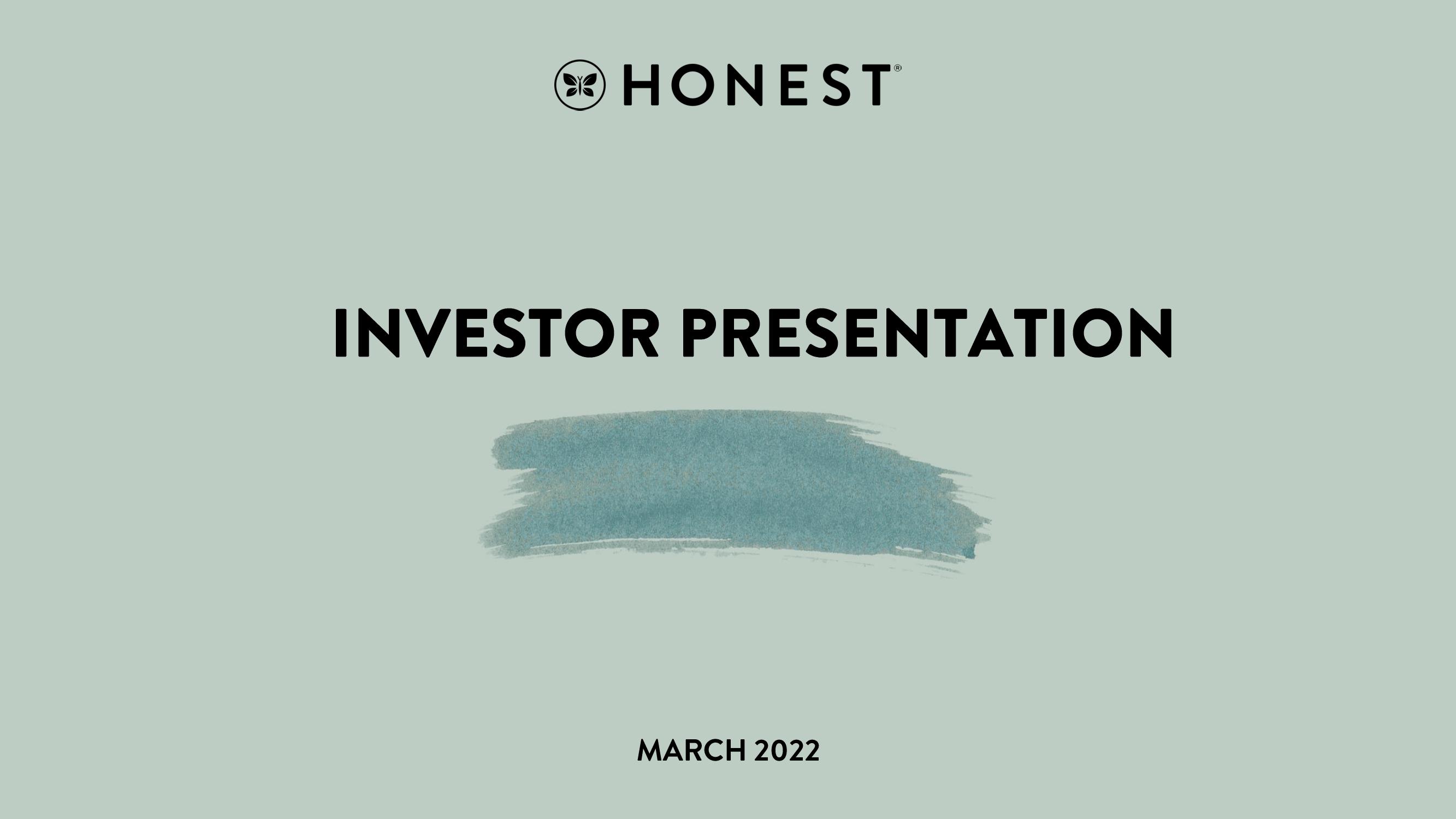 Honest Investor Presentation Deck image