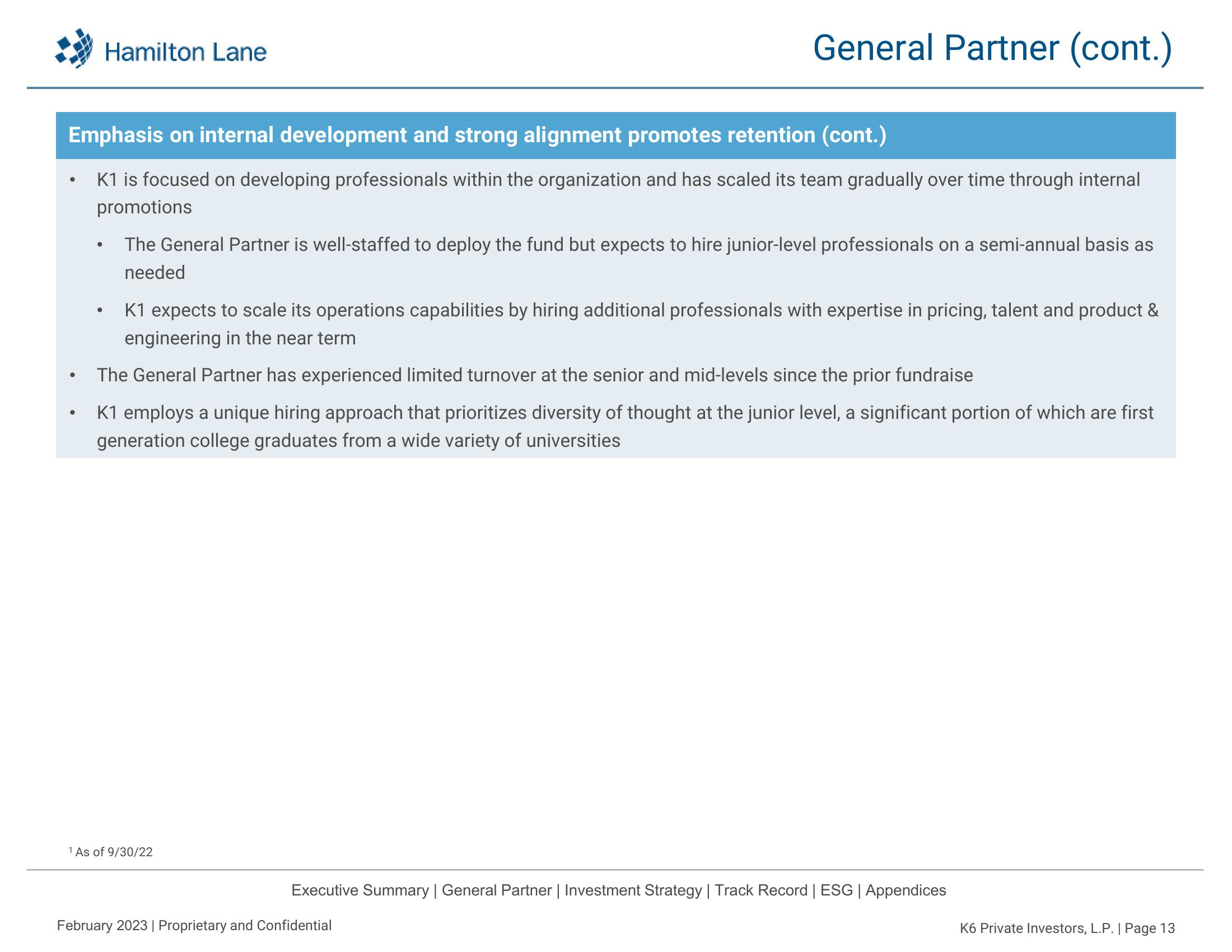 K6 Private Investors, L.P. Recommendation Report slide image #14