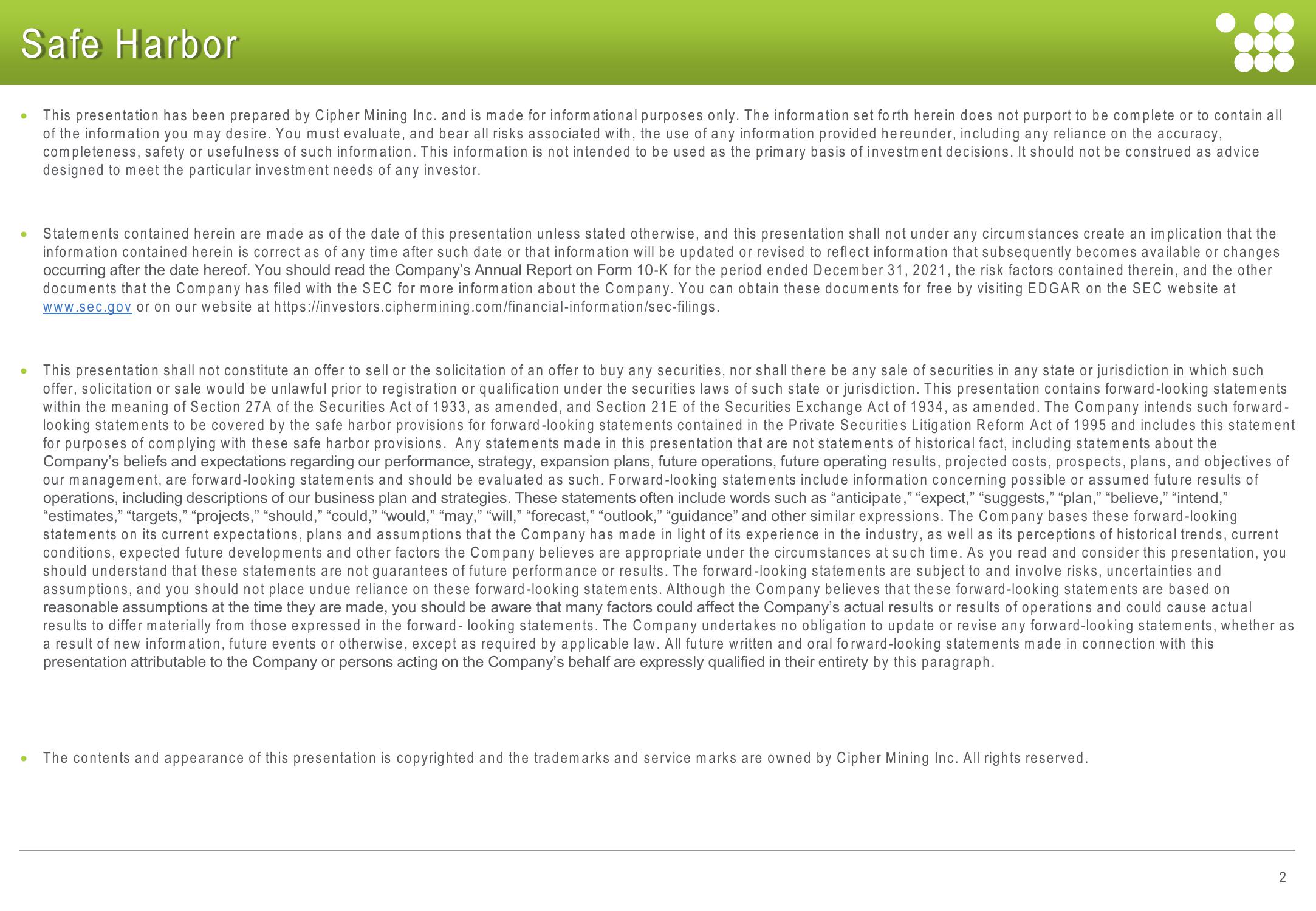 Cipher Mining Investor Presentation Deck slide image #2