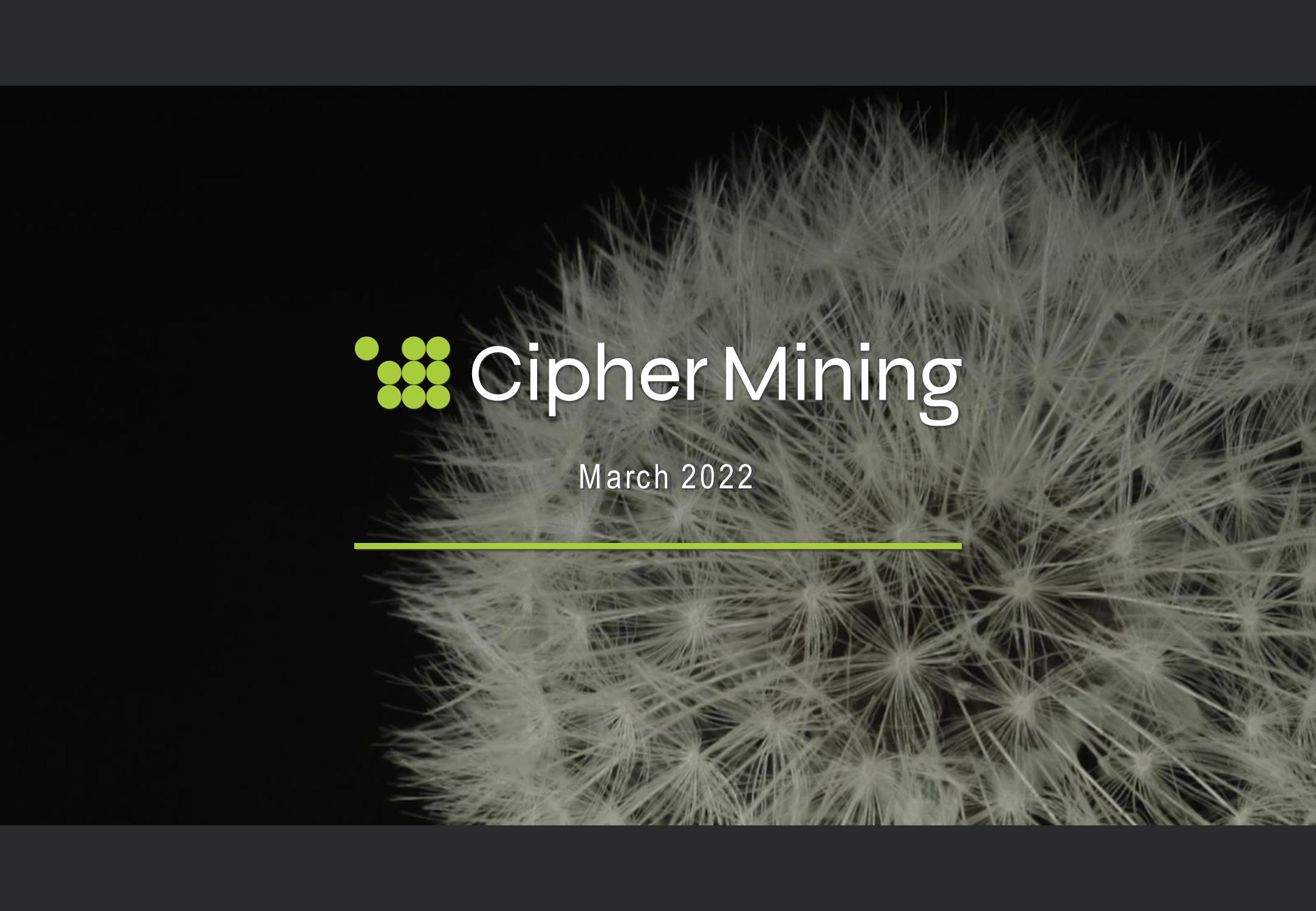 Cipher Mining Investor Presentation Deck image