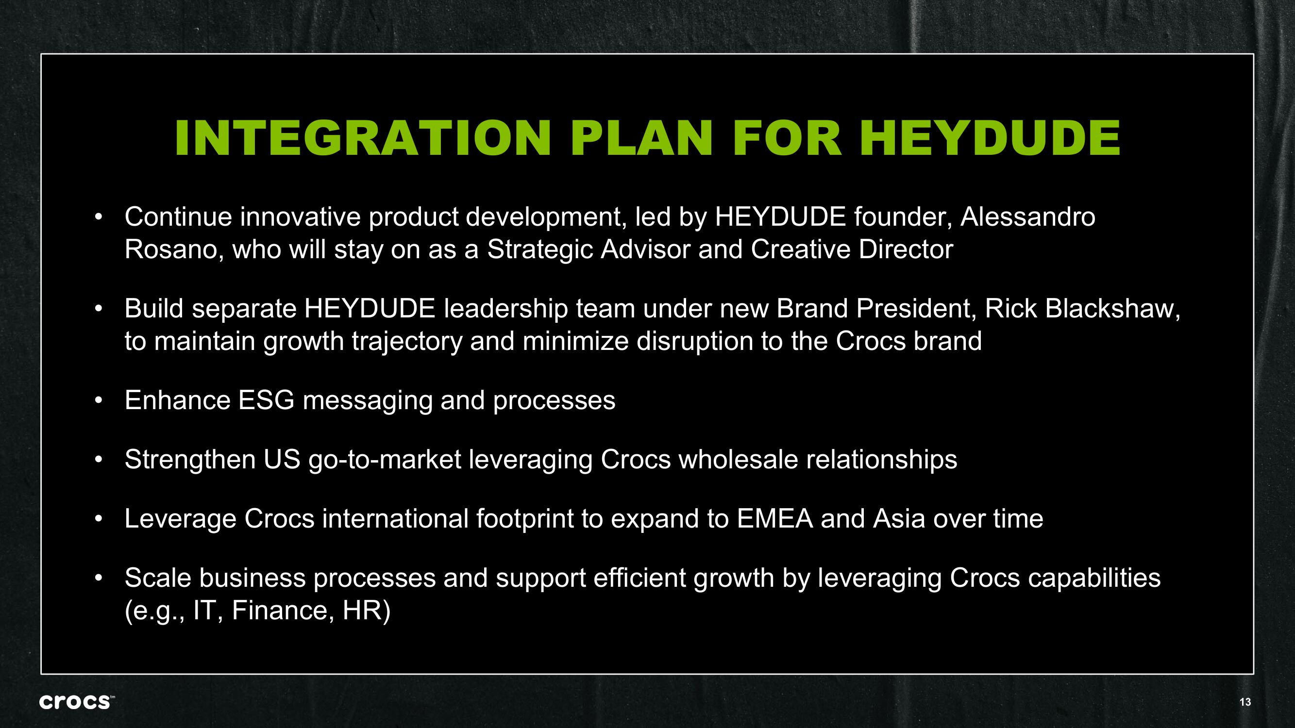 Crocs Mergers and Acquisitions Presentation Deck slide image #13