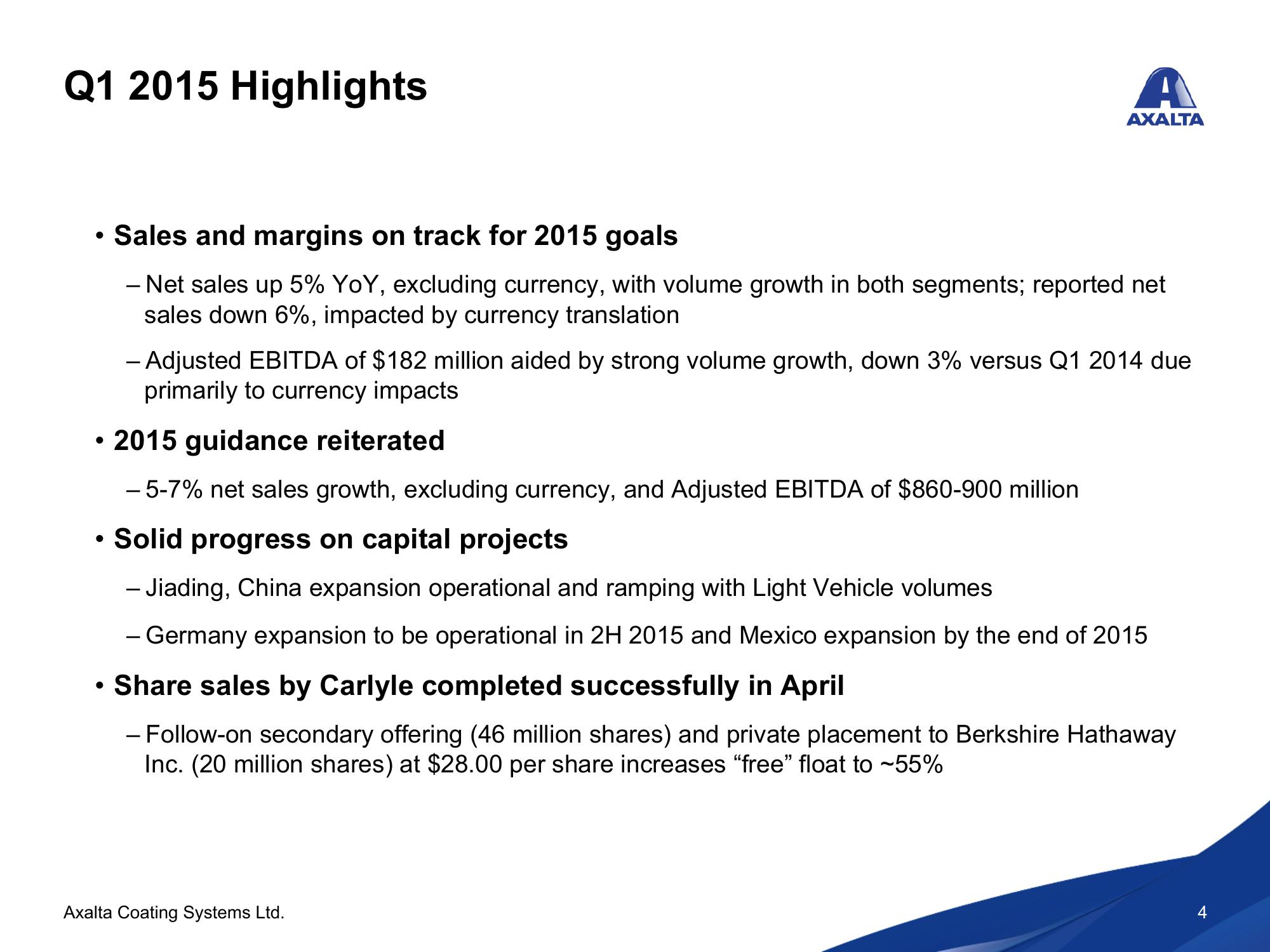 Axalta Coating Systems Ltd. Q1 2015 Conference Call  slide image #4